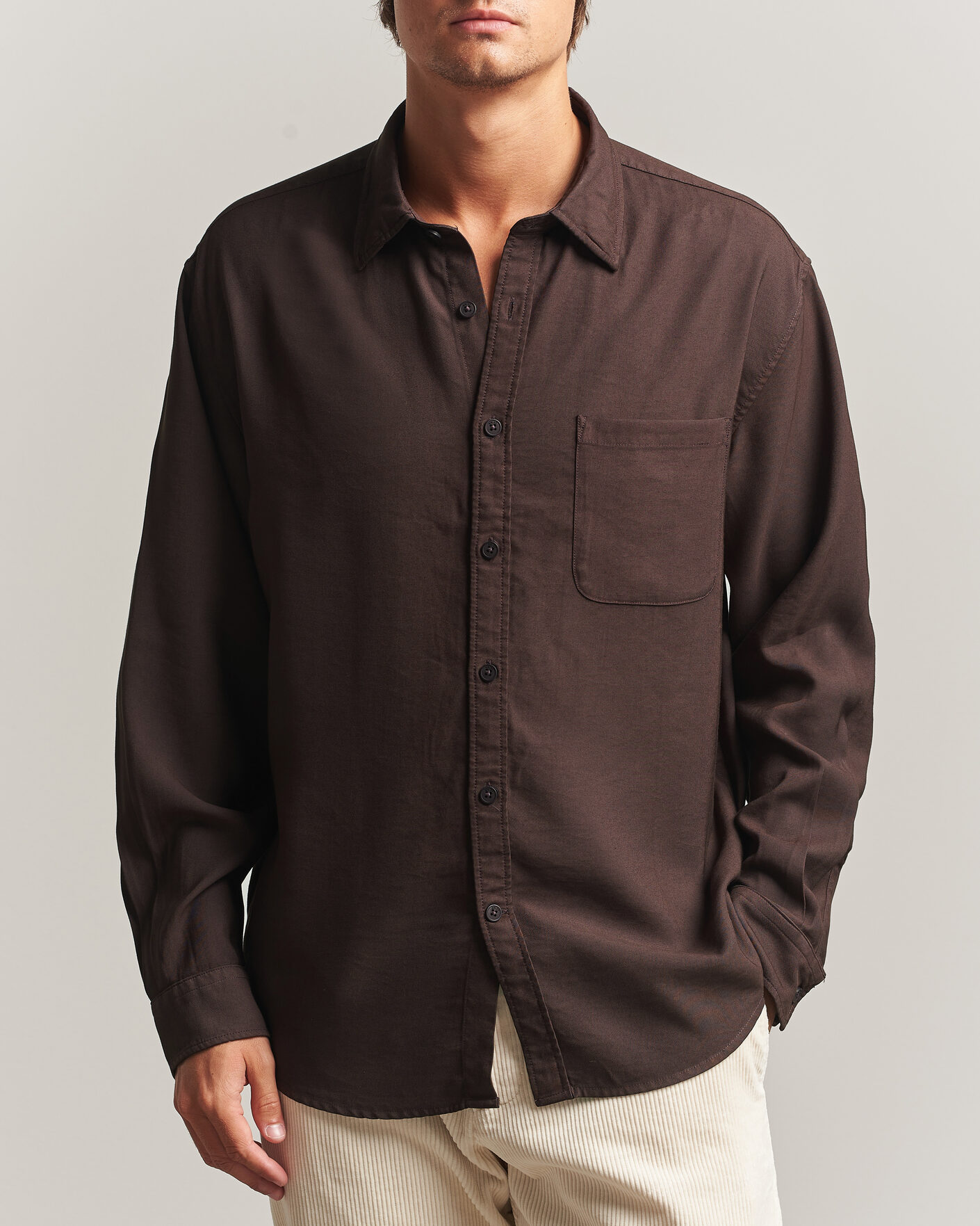 Hombres | Camisas | NN07 | Deon Viscose Shirt Deep Truffle