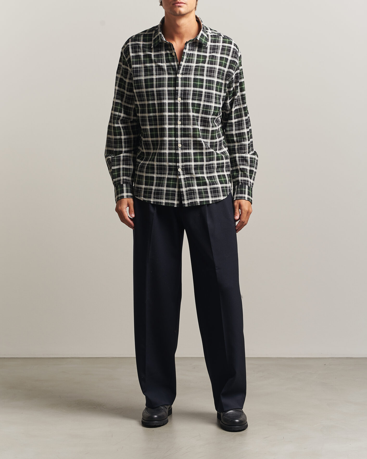 Hombres | Camisas | NN07 | Deon Cotton Checked Shirt Fern Green