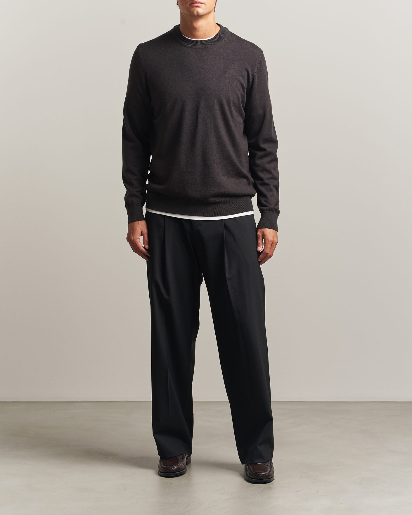 Hombres | Jerséis y prendas de punto | NN07 | Ted Merino Crew Neck Pullover Deep Truffle