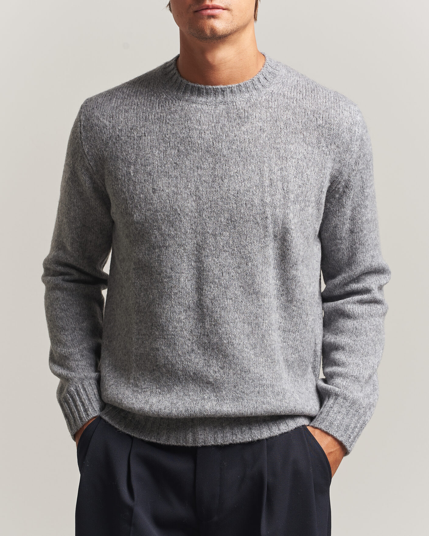 Hombres | Jerséis y prendas de punto | NN07 | Lee Wool Knitted Sweater Grey Melange