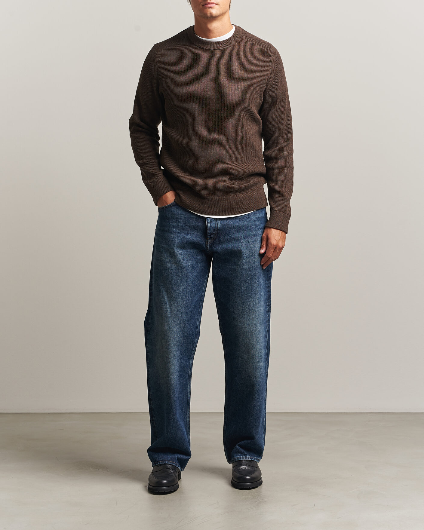 Hombres | Jerséis y prendas de punto | NN07 | Kevin Cotton Knitted Sweater Deep Truffle