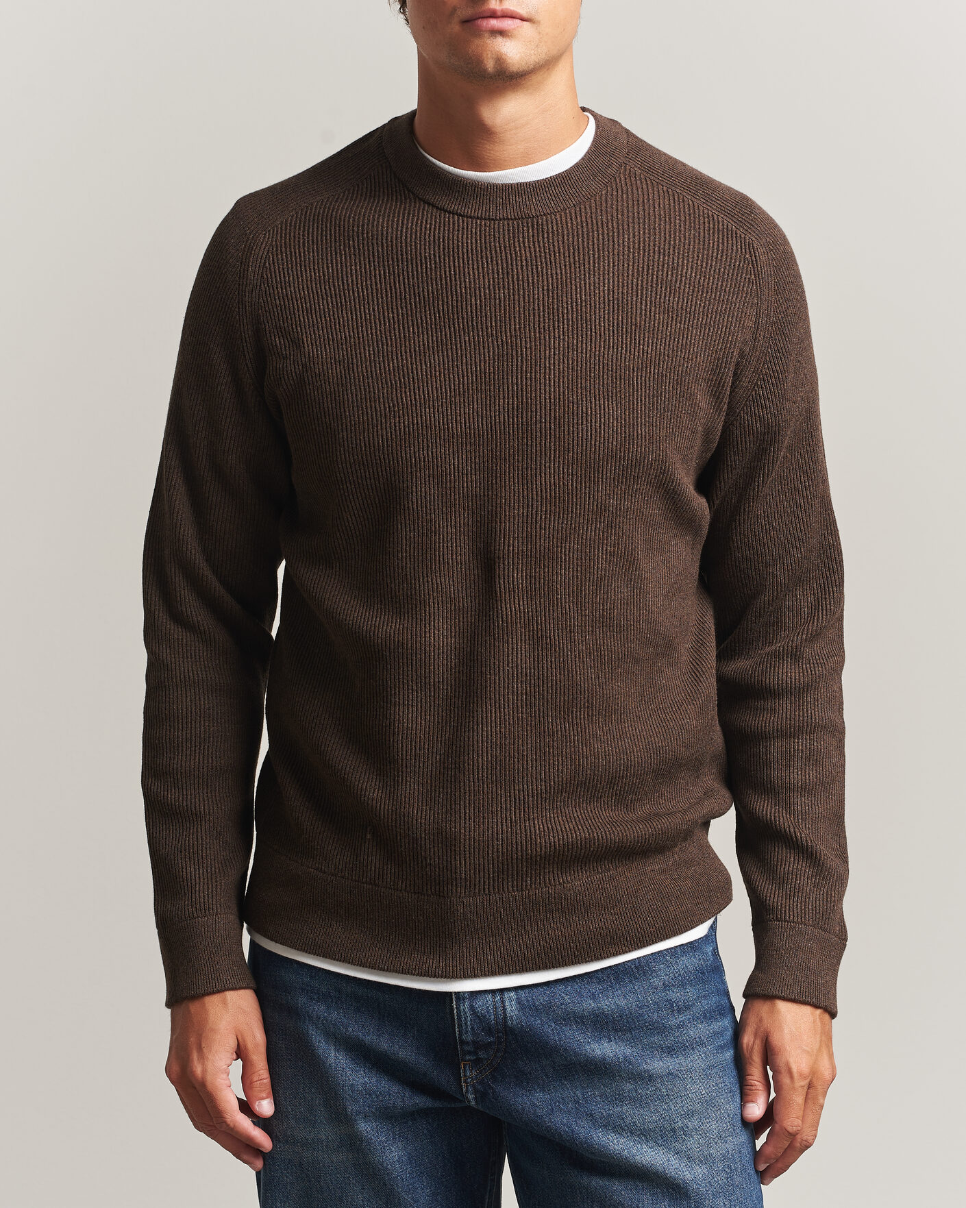 Hombres | Jerséis y prendas de punto | NN07 | Kevin Cotton Knitted Sweater Deep Truffle