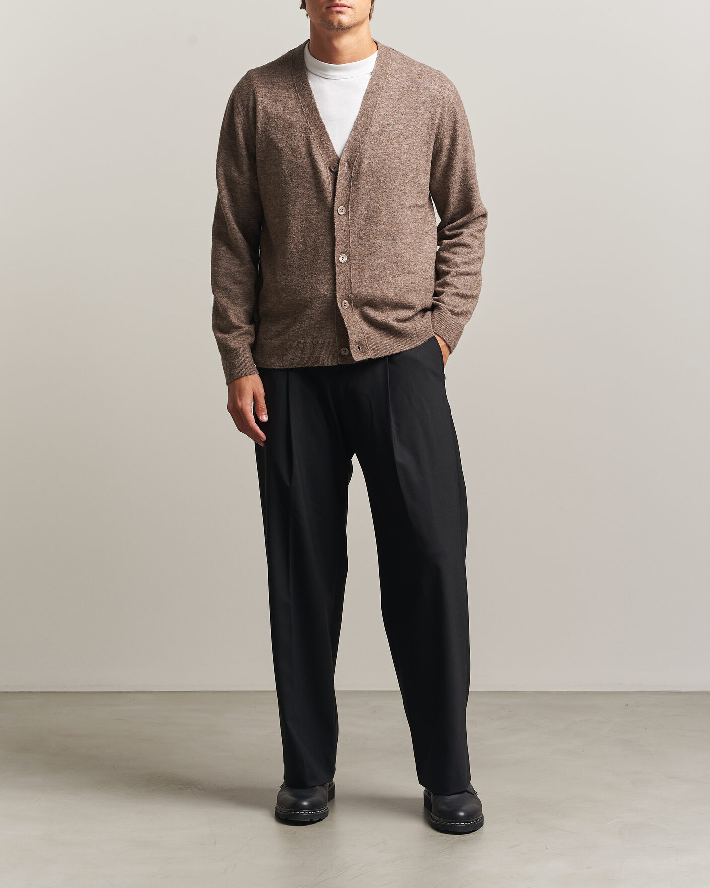 Hombres | Jerséis y prendas de punto | NN07 | Gavin Brushed Wool Knitted Cardigan Desert Clay