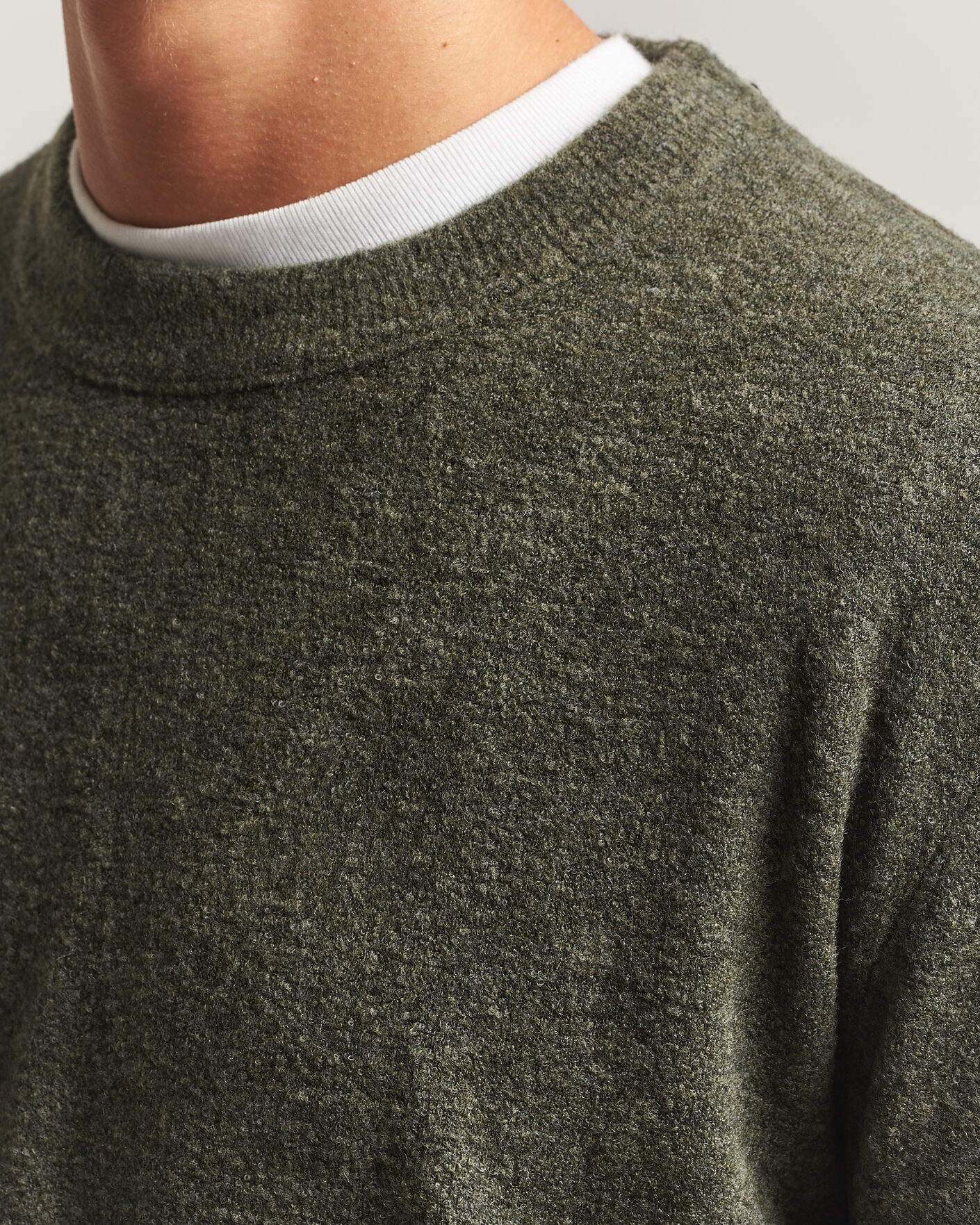 Hombres | Jerséis y prendas de punto | NN07 | Gavin Brushed Wool Knitted Sweater Dark Army