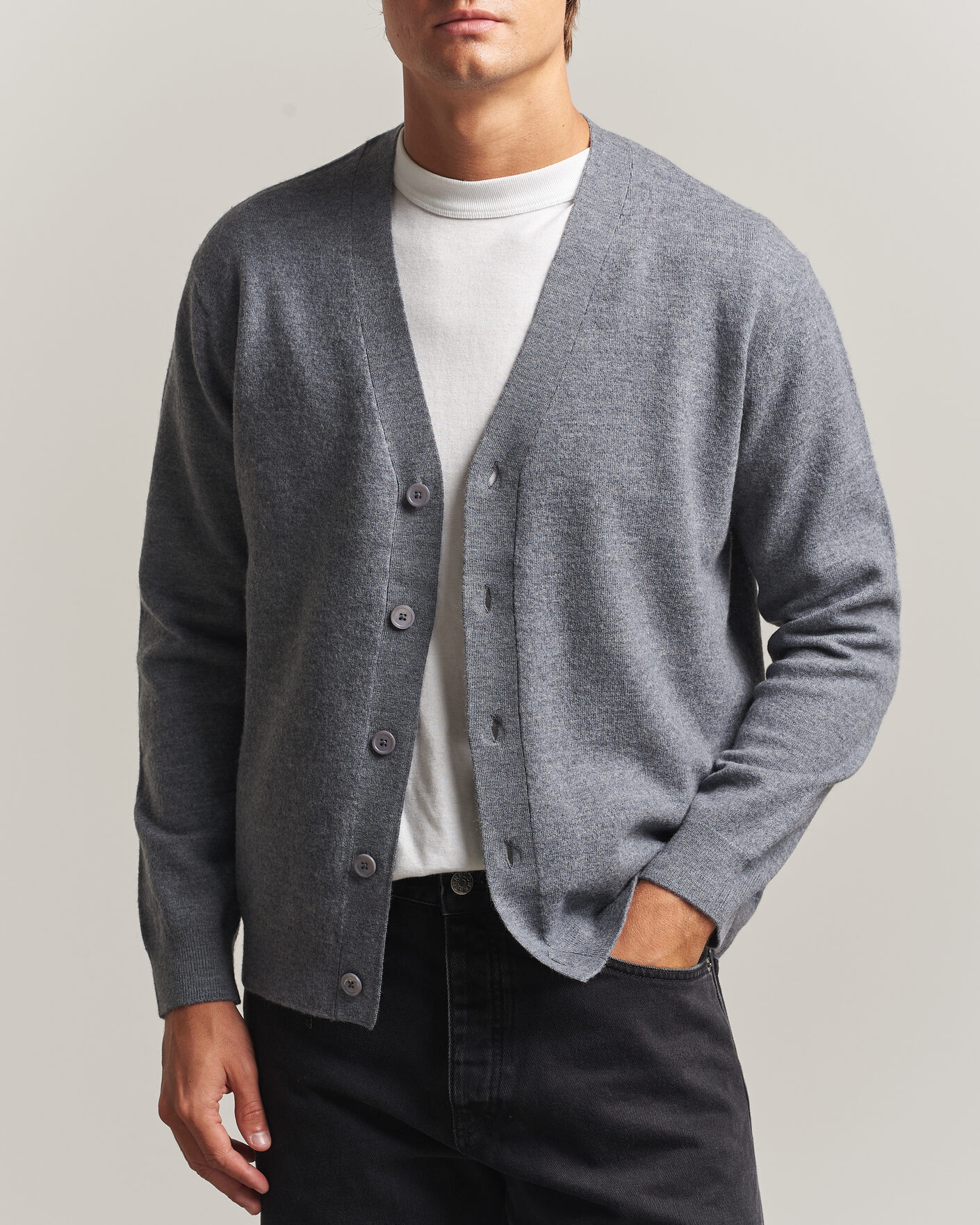 Hombres | Jerséis y prendas de punto | NN07 | Jasper Wool Knitted Cardigan Grey Melange