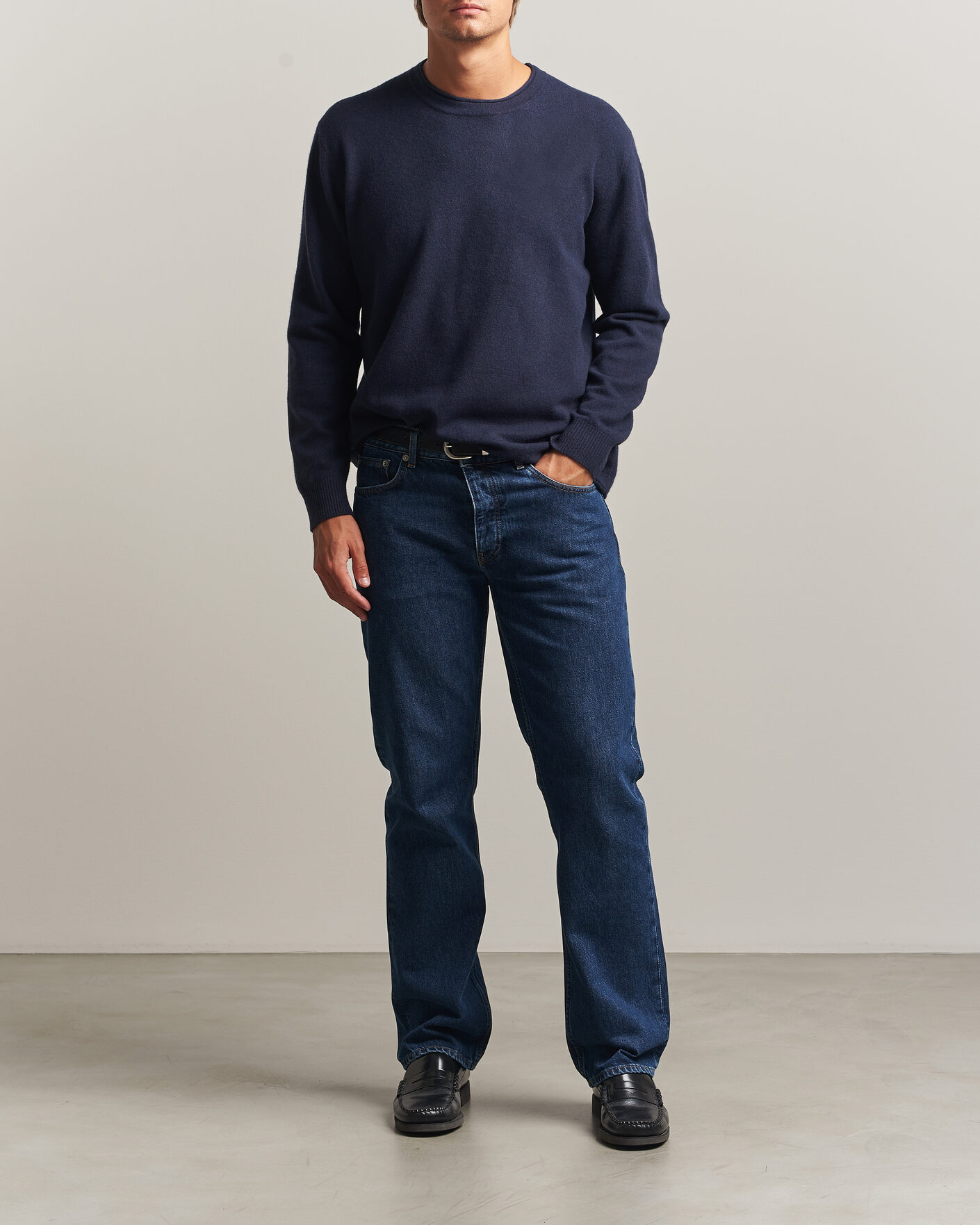 Hombres | Jerséis y prendas de punto | NN07 | Sammy Wool Knitted Sweater Navy Melange