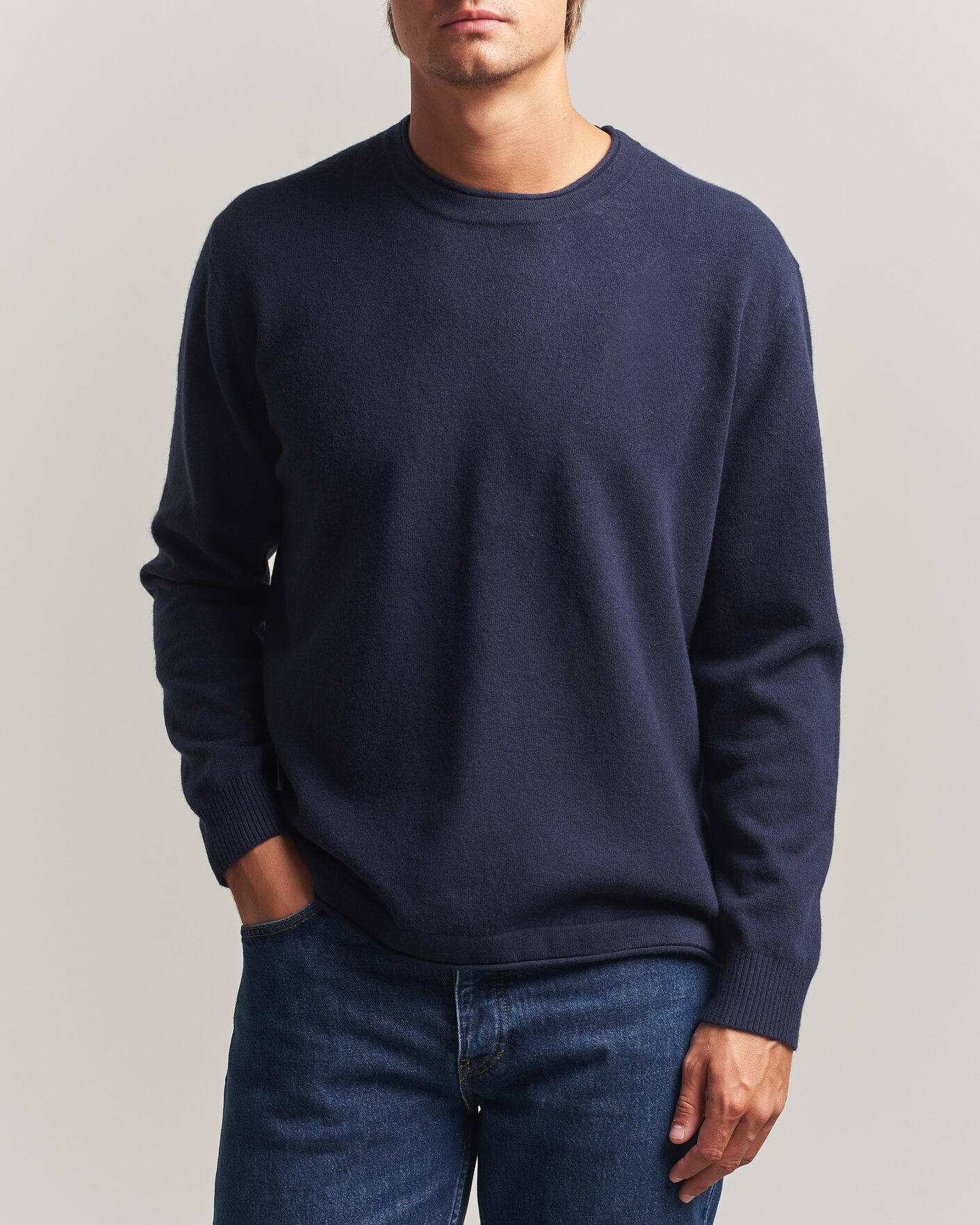 Hombres | Jerséis y prendas de punto | NN07 | Sammy Wool Knitted Sweater Navy Melange