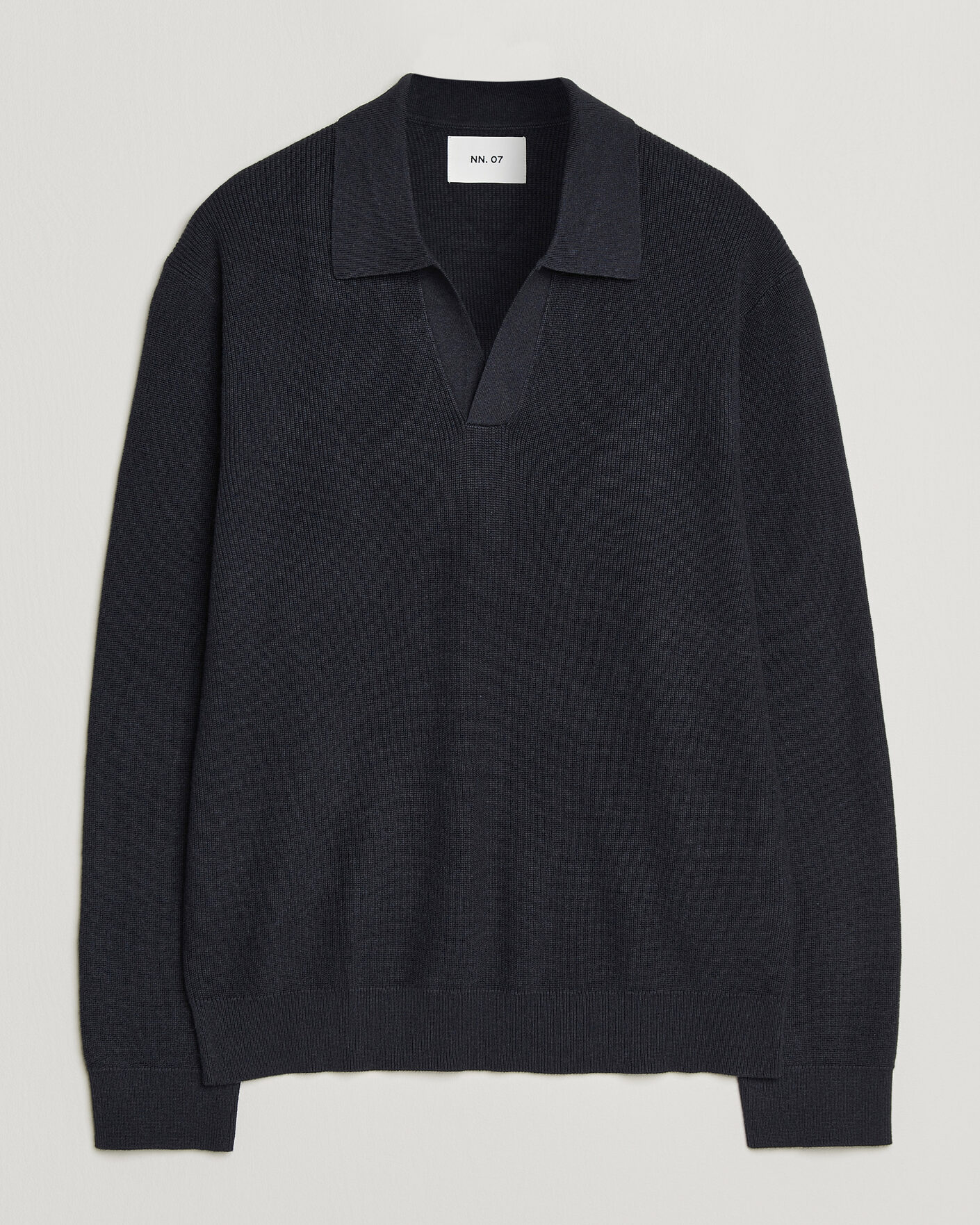 Hombres | Jerséis y prendas de punto | NN07 | Hope Cotton/Cashmere Rib Knitted Polo Navy