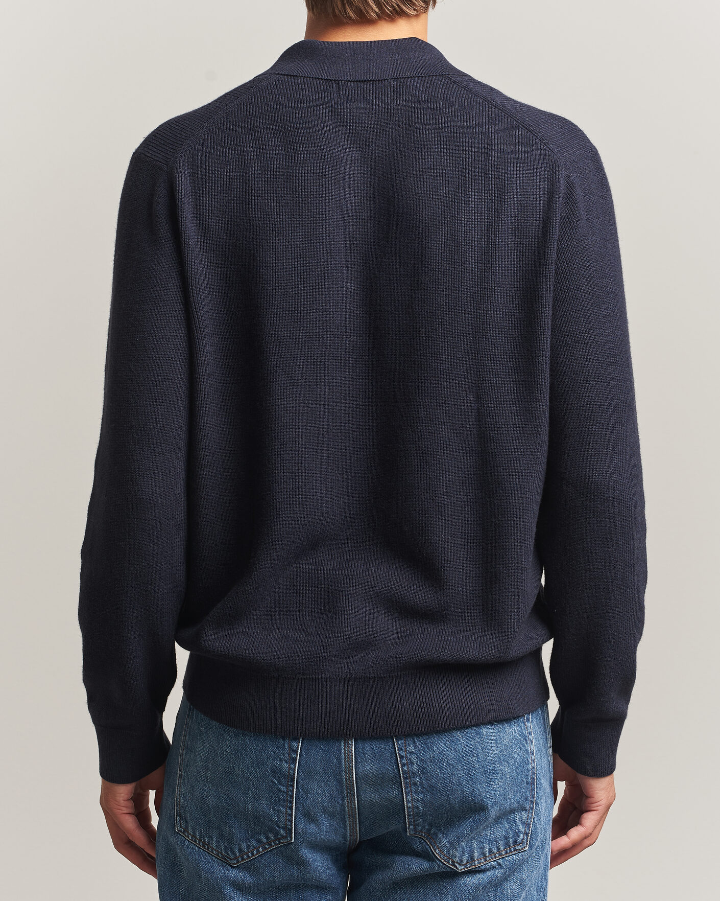 Hombres | Jerséis y prendas de punto | NN07 | Hope Cotton/Cashmere Rib Knitted Polo Navy