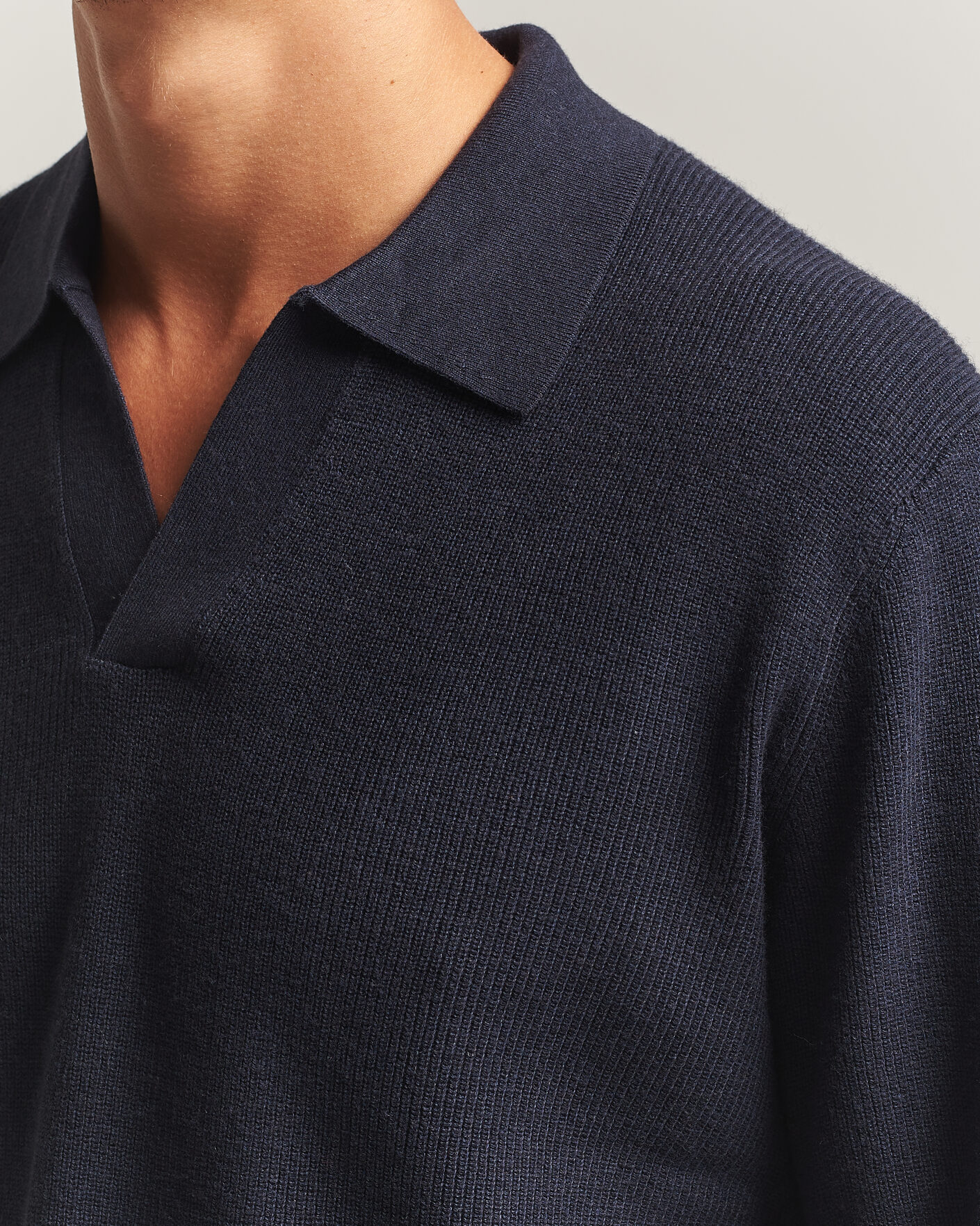 Hombres | Jerséis y prendas de punto | NN07 | Hope Cotton/Cashmere Rib Knitted Polo Navy