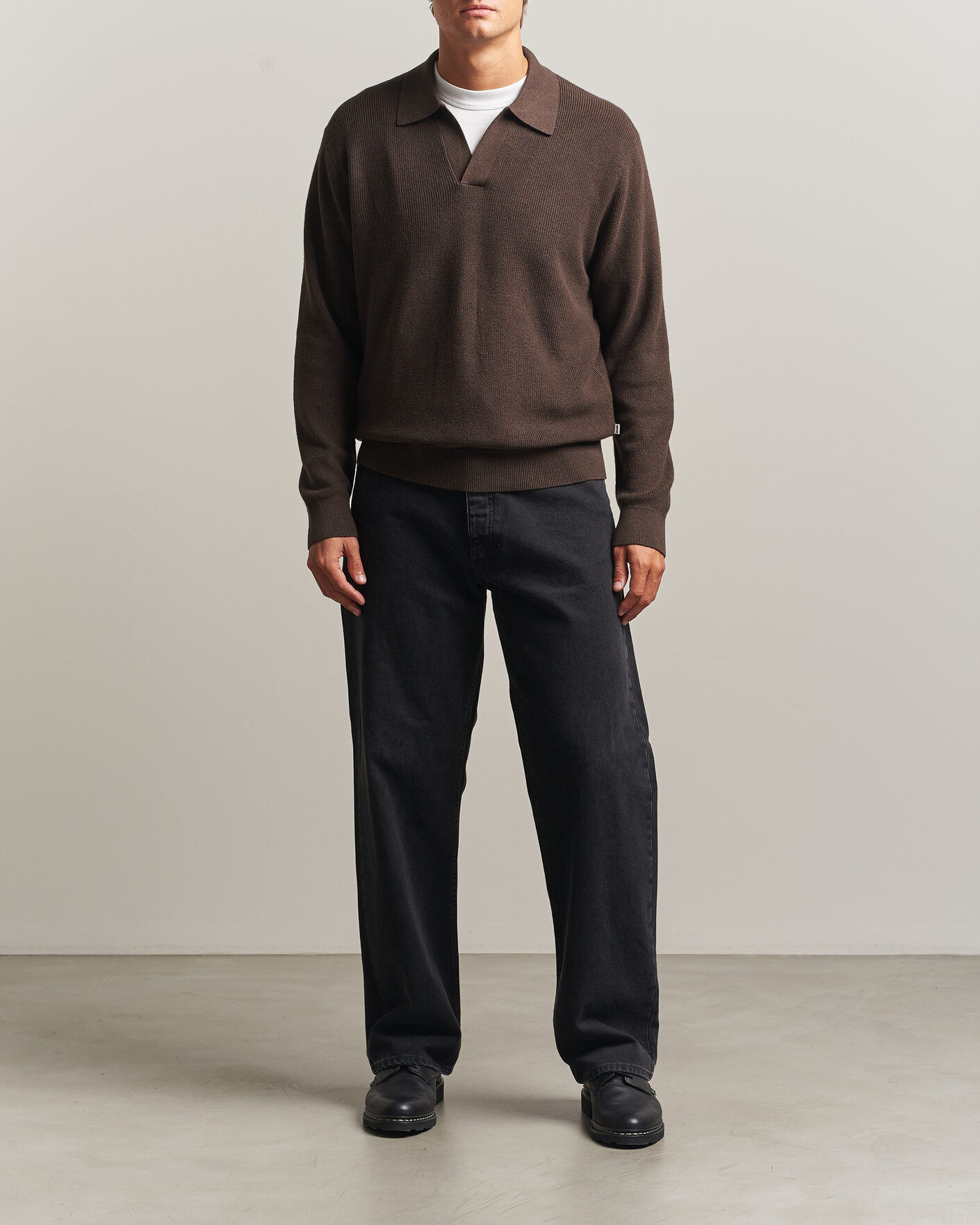 Hombres | Jerséis y prendas de punto | NN07 | Hope Cotton/Cashmere Rib Knitted Polo Brown