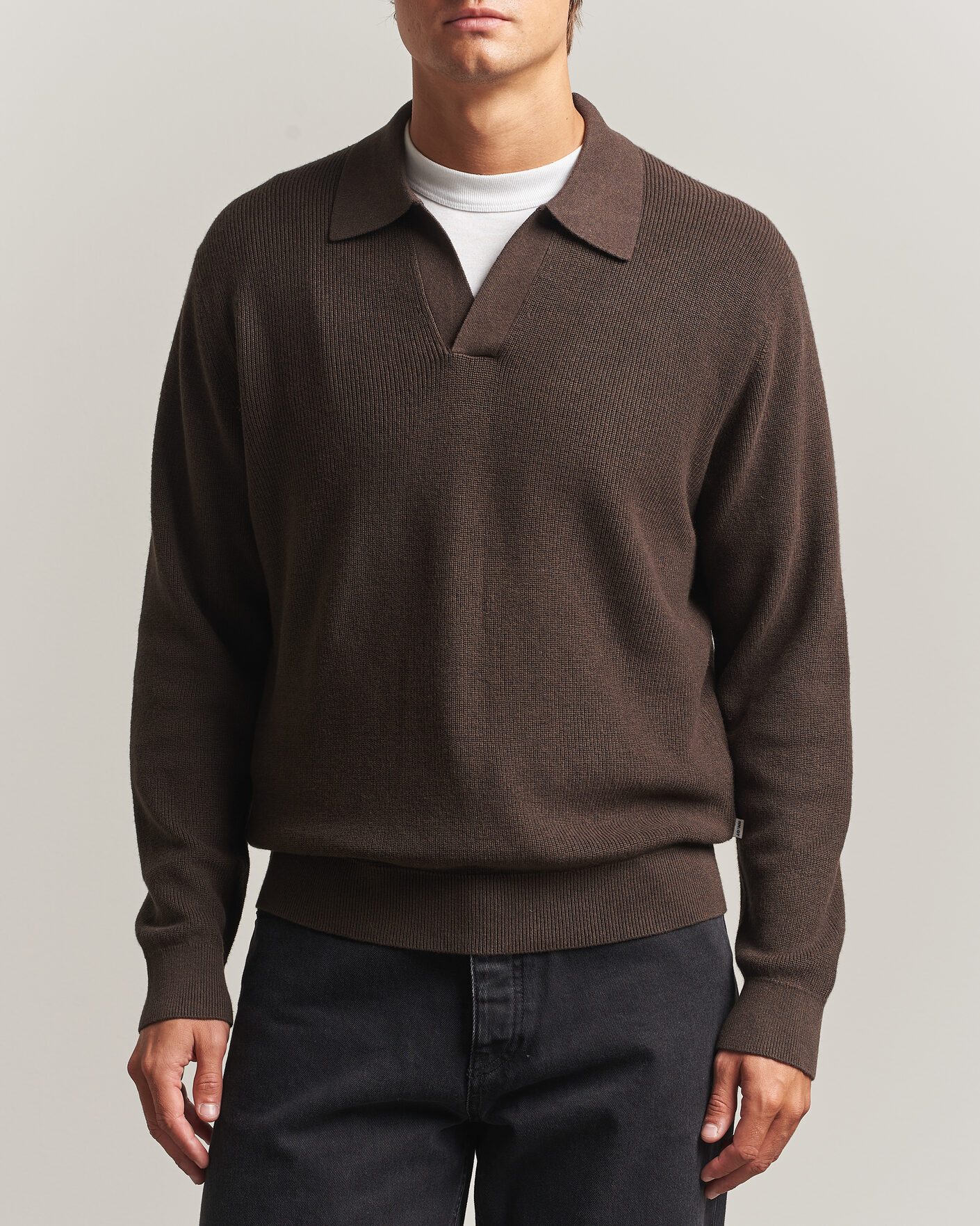 Hombres | Jerséis y prendas de punto | NN07 | Hope Cotton/Cashmere Rib Knitted Polo Brown