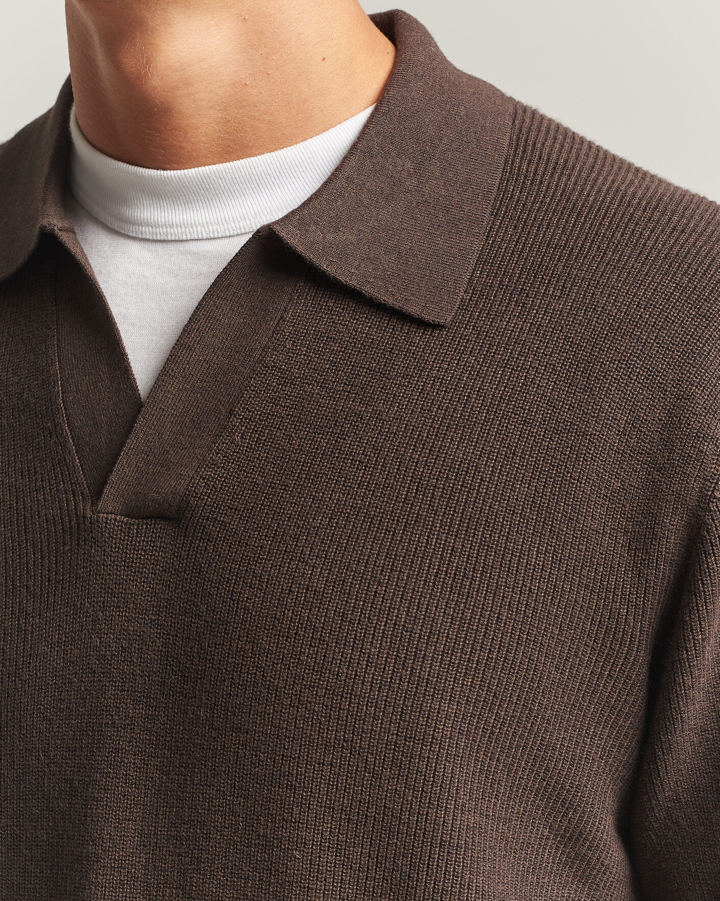 Hombres | Jerséis y prendas de punto | NN07 | Hope Cotton/Cashmere Rib Knitted Polo Brown