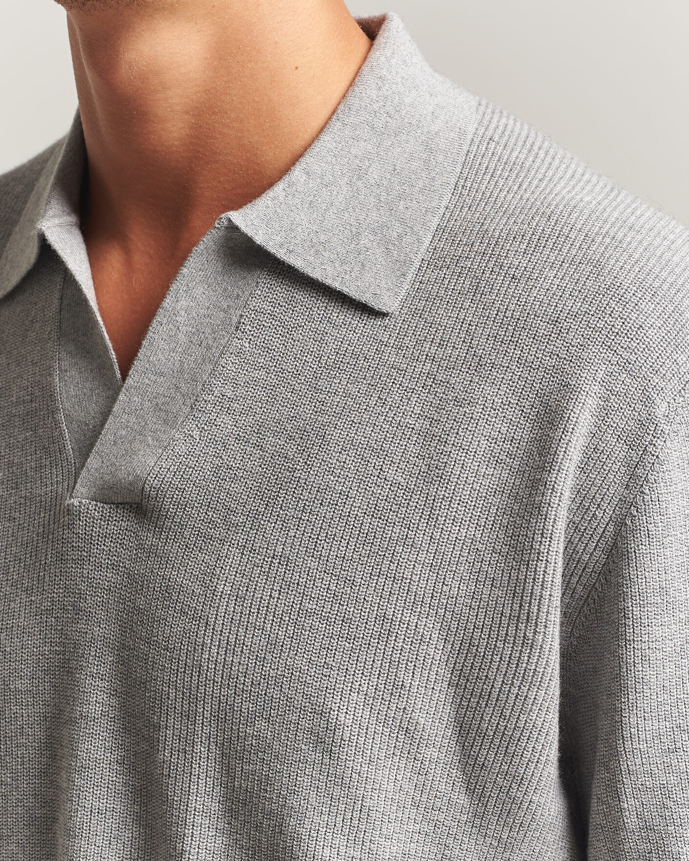 Hombres | Jerséis y prendas de punto | NN07 | Hope Cotton/Cashmere Rib Knitted Polo Grey