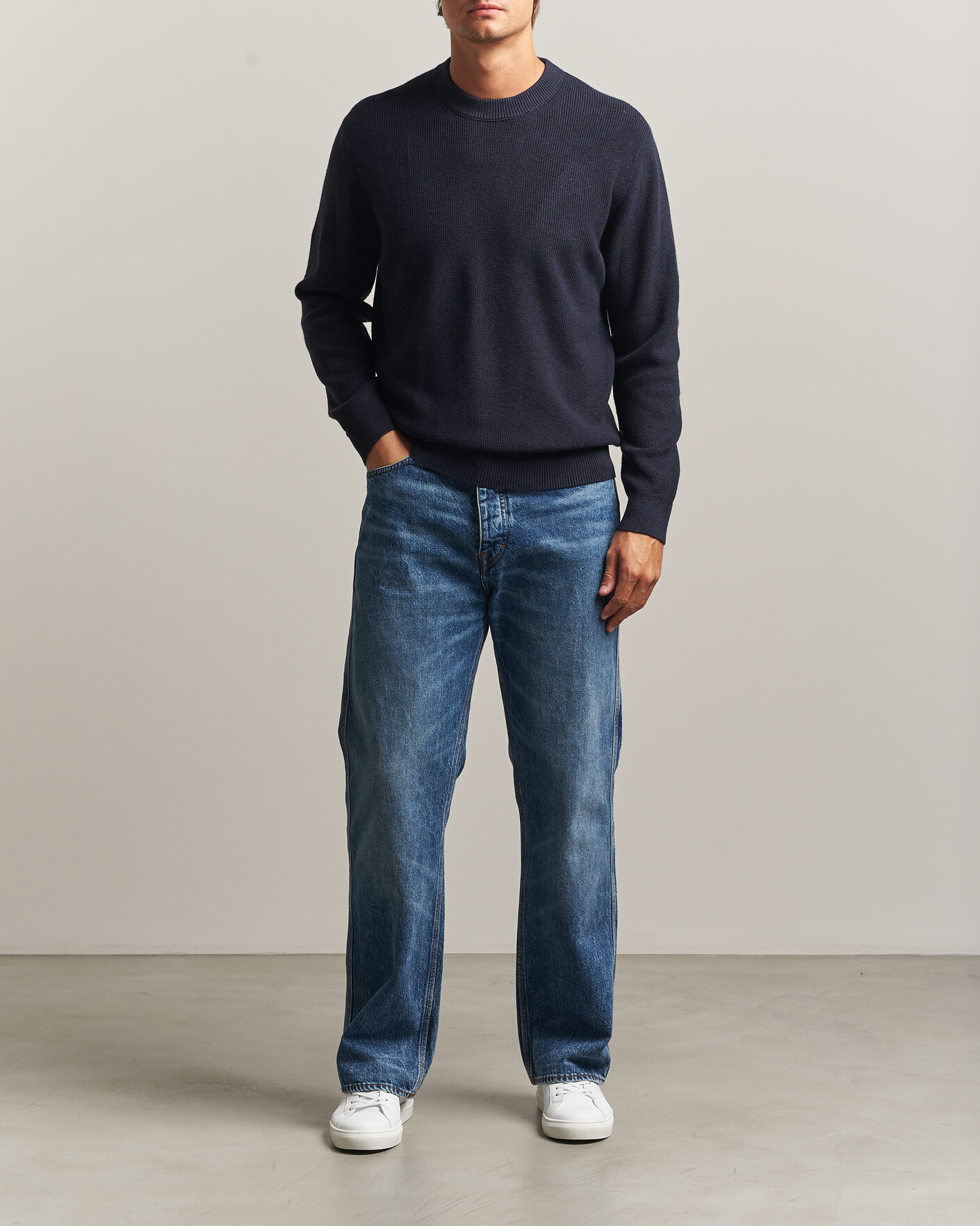 Hombres | Jerséis y prendas de punto | NN07 | Hope Cotton/Cashmere Rib Knitted Sweater Navy