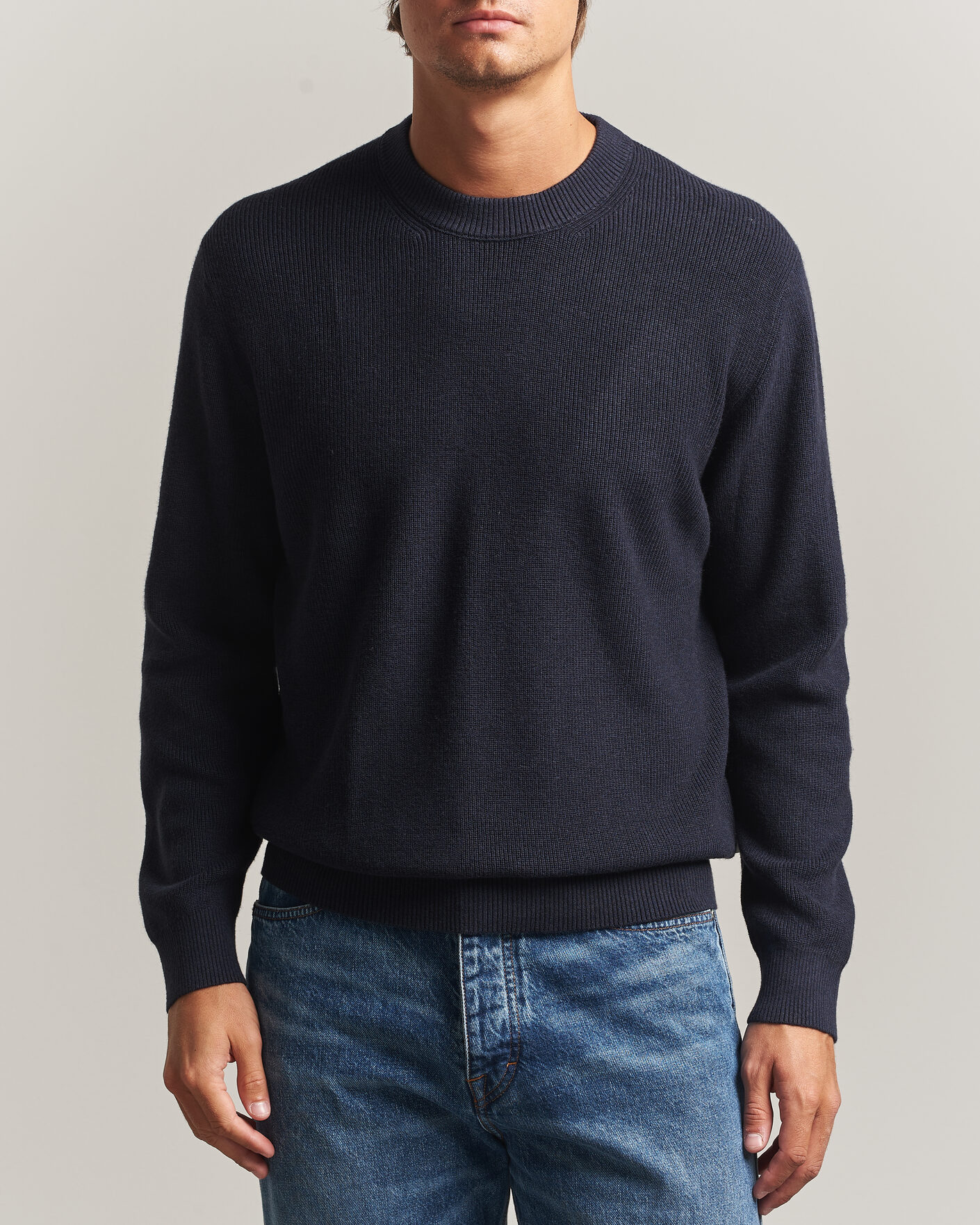 Hombres | Jerséis y prendas de punto | NN07 | Hope Cotton/Cashmere Rib Knitted Sweater Navy