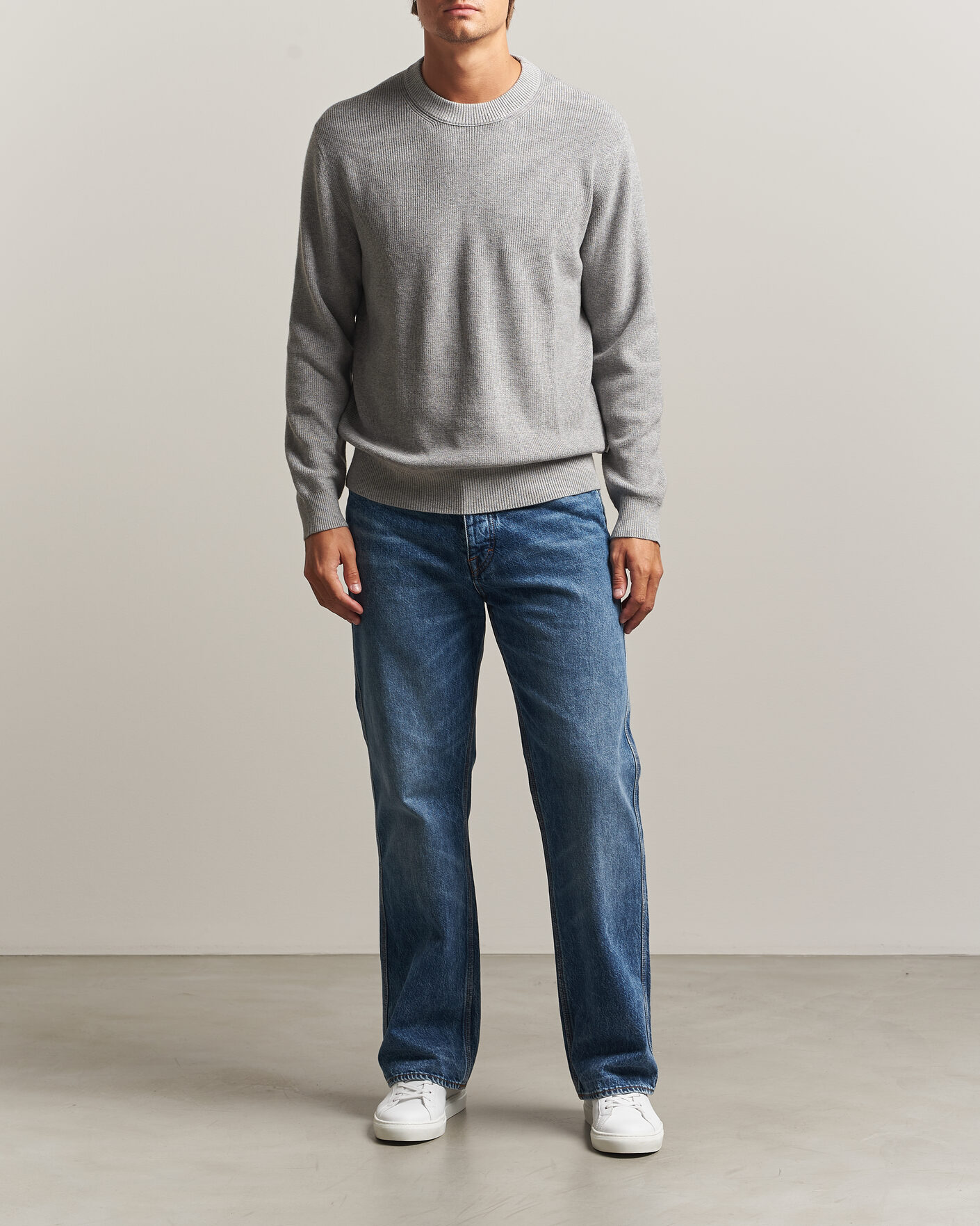 Hombres | Jerséis y prendas de punto | NN07 | Hope Cotton/Cashmere Rib Knitted Sweater Grey