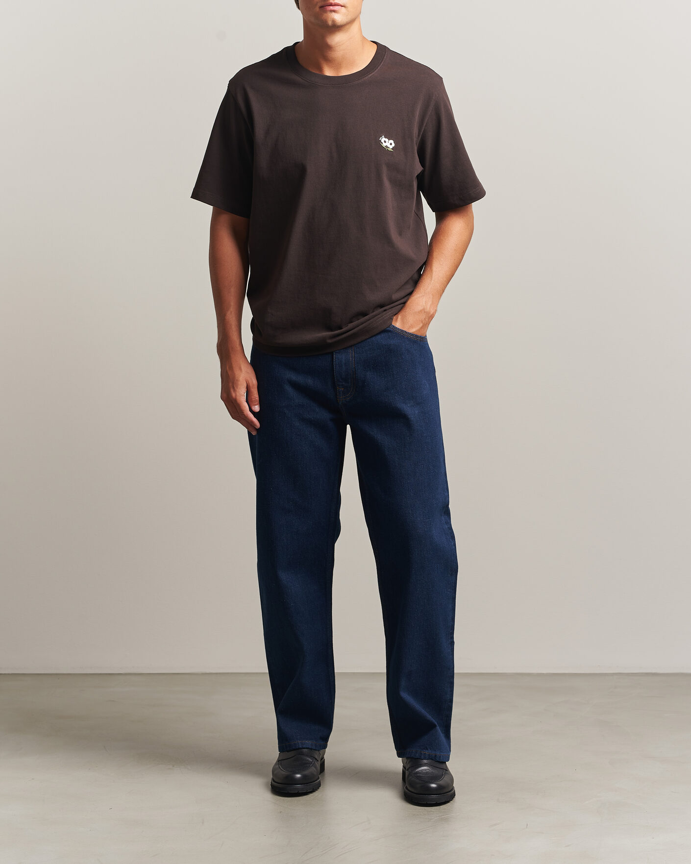 Hombres | Camisetas | NN07 | Jett Embroidered Crew Neck T-Shirt Deep Truffle
