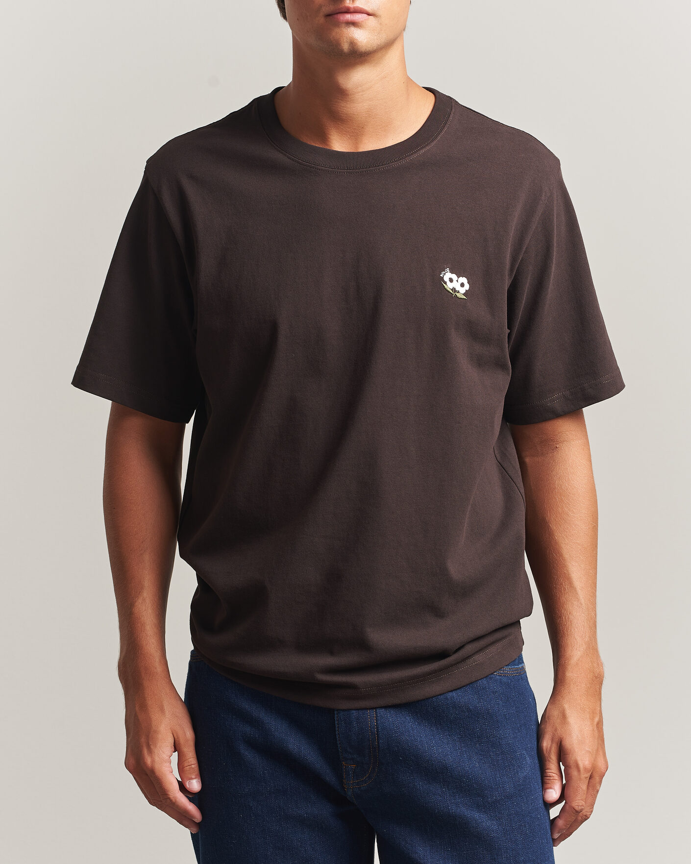 Hombres | Camisetas | NN07 | Jett Embroidered Crew Neck T-Shirt Deep Truffle