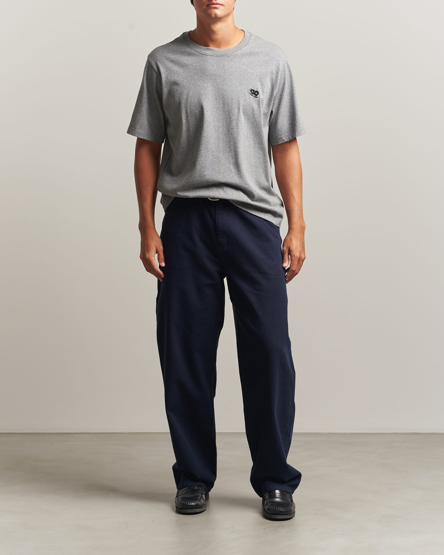 Hombres | Camisetas | NN07 | Jett Embroidered Crew Neck T-Shirt Grey Melange