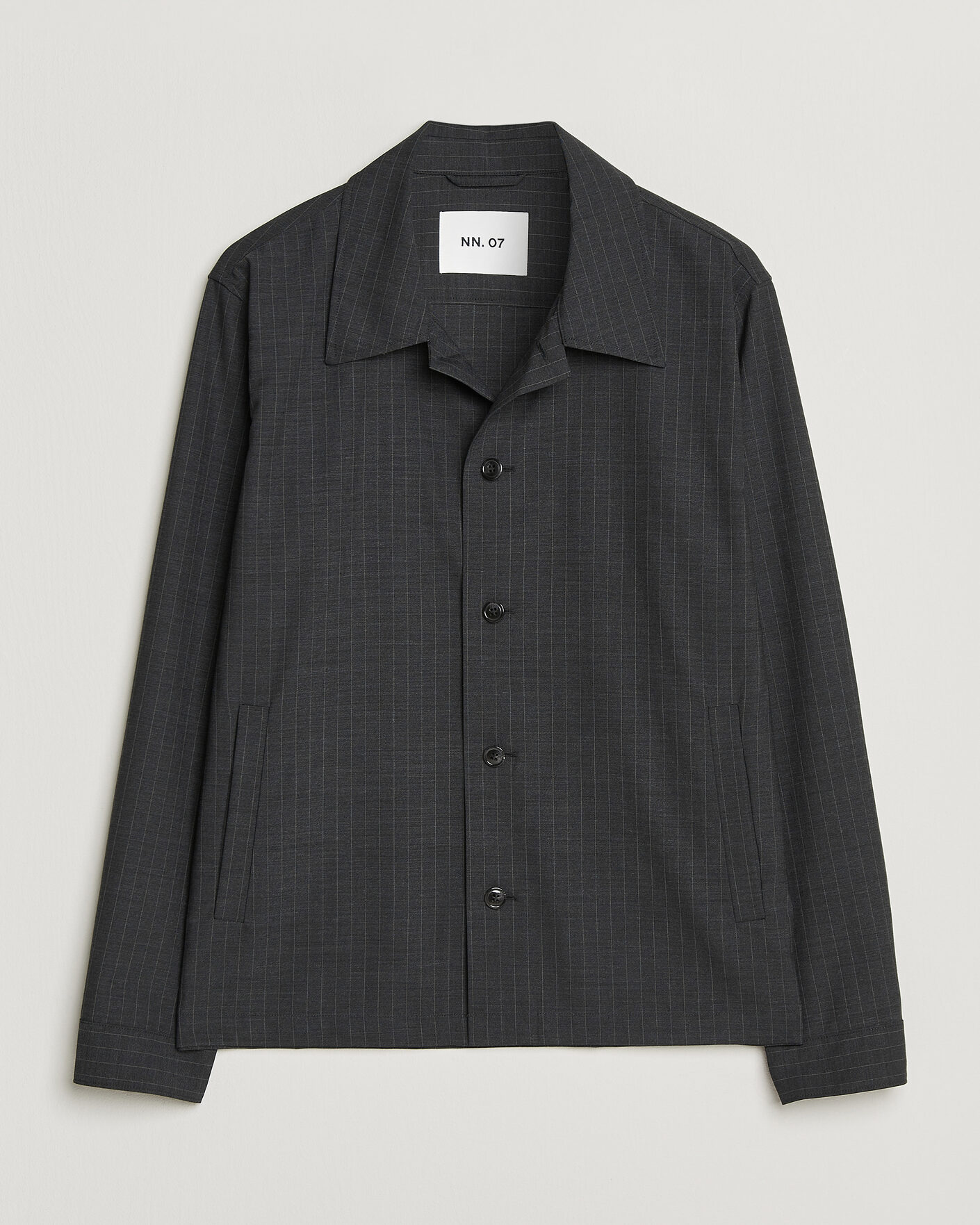 Hombres | Camisas | NN07 | Zander Wool Pinstriped Overshirt Dark Grey