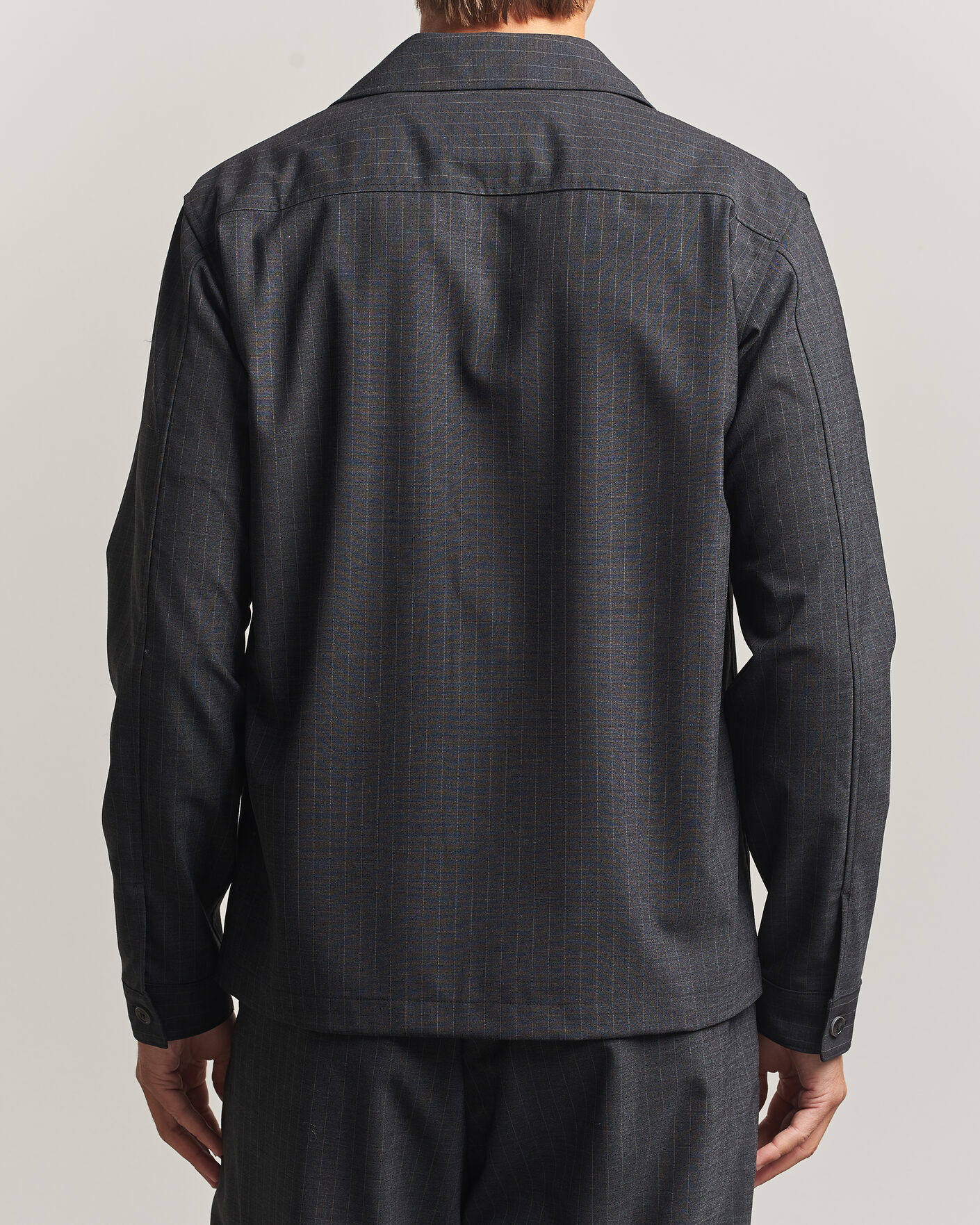 Hombres | Camisas | NN07 | Zander Wool Pinstriped Overshirt Dark Grey