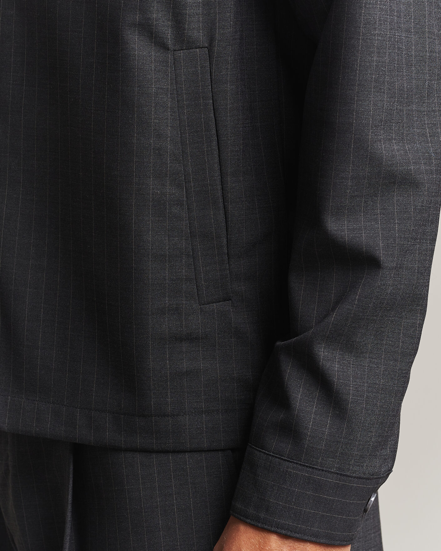 Hombres | Camisas | NN07 | Zander Wool Pinstriped Overshirt Dark Grey