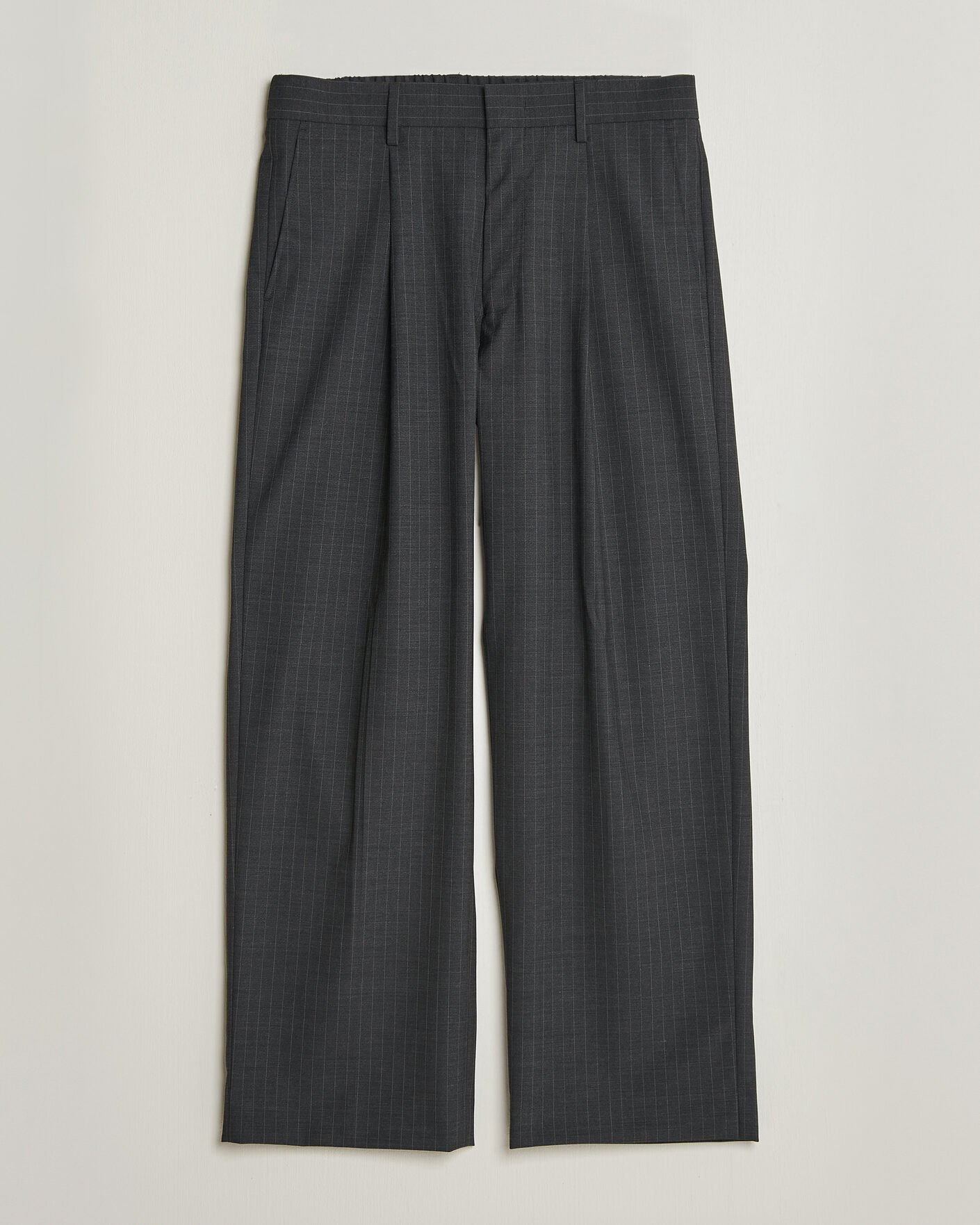 Hombres | Pantalones | NN07 | Kay Wool Pinstriped Trousers Dark Grey