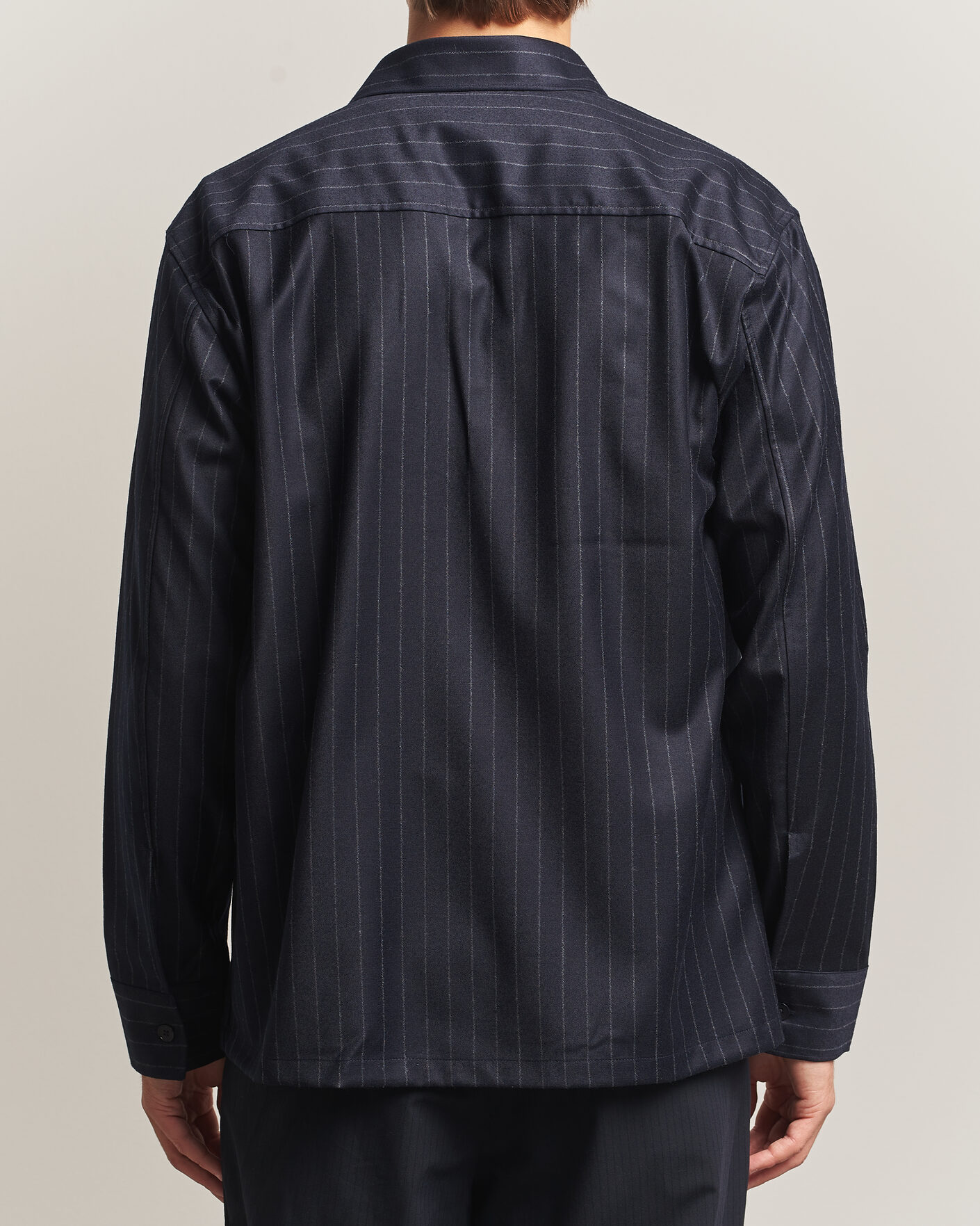 Hombres | Camisas | NN07 | Freddy Wool Pinstriped Overshirt Navy