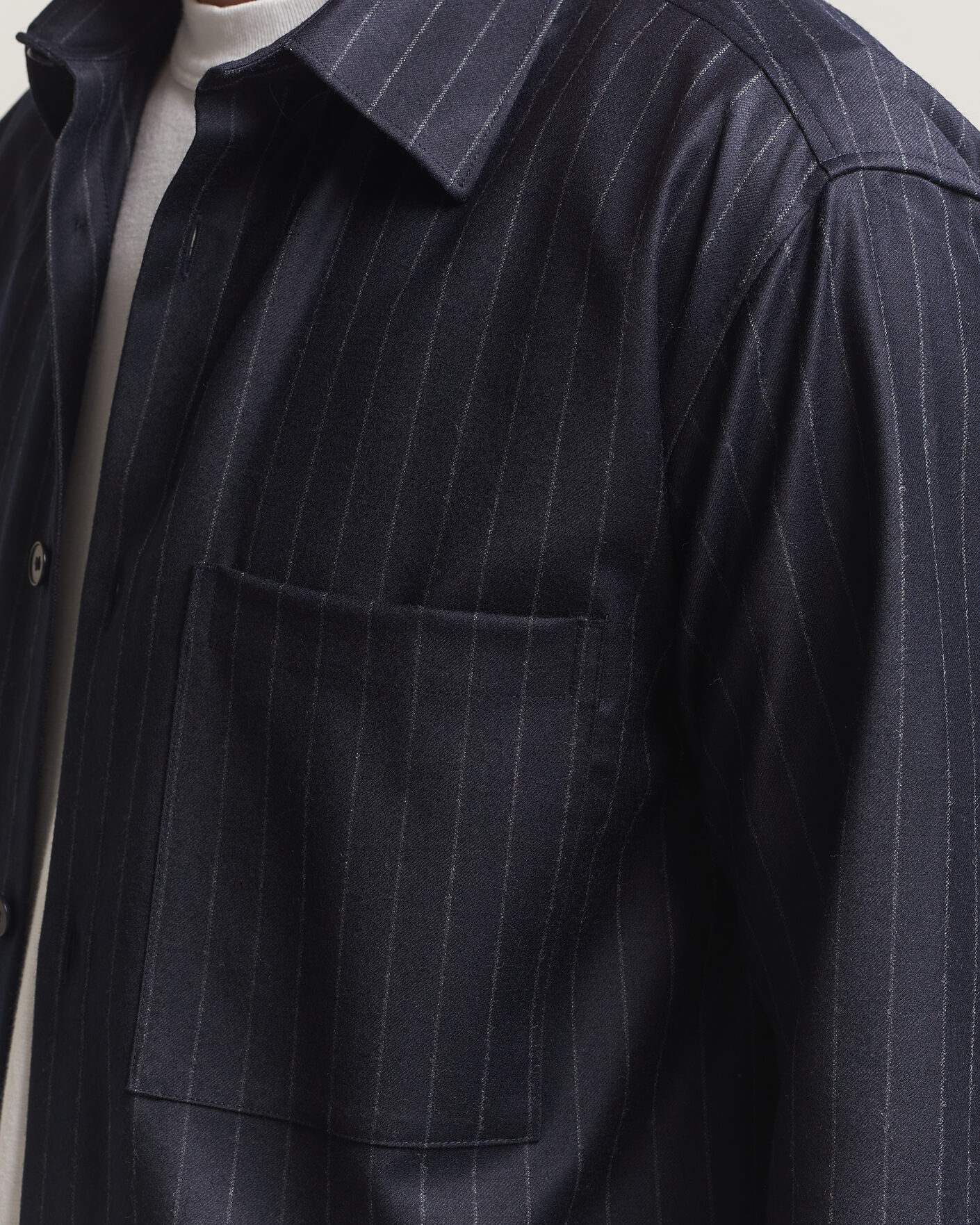 Hombres | Camisas | NN07 | Freddy Wool Pinstriped Overshirt Navy