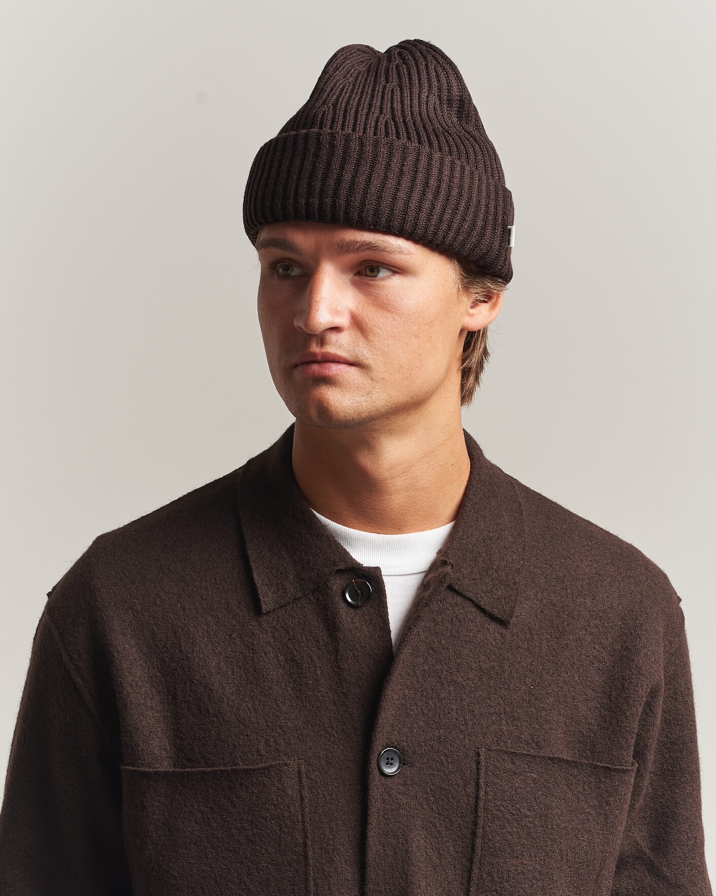 Hombres | Gorros | NN07 | Wool Rib Hat Deep Truffle