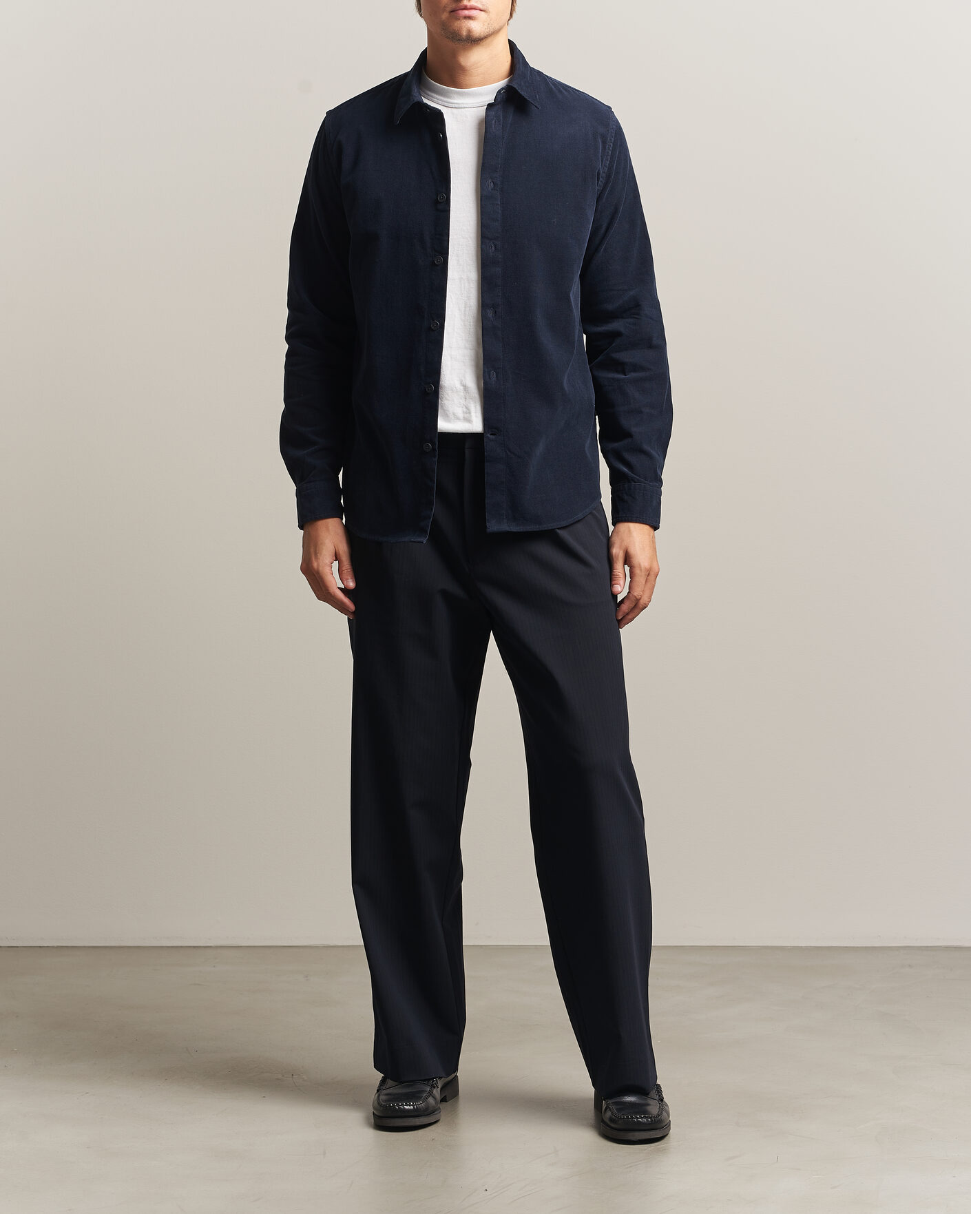 Hombres | Camisas | NN07 | Asher Baby Cord Shirt Navy Blue