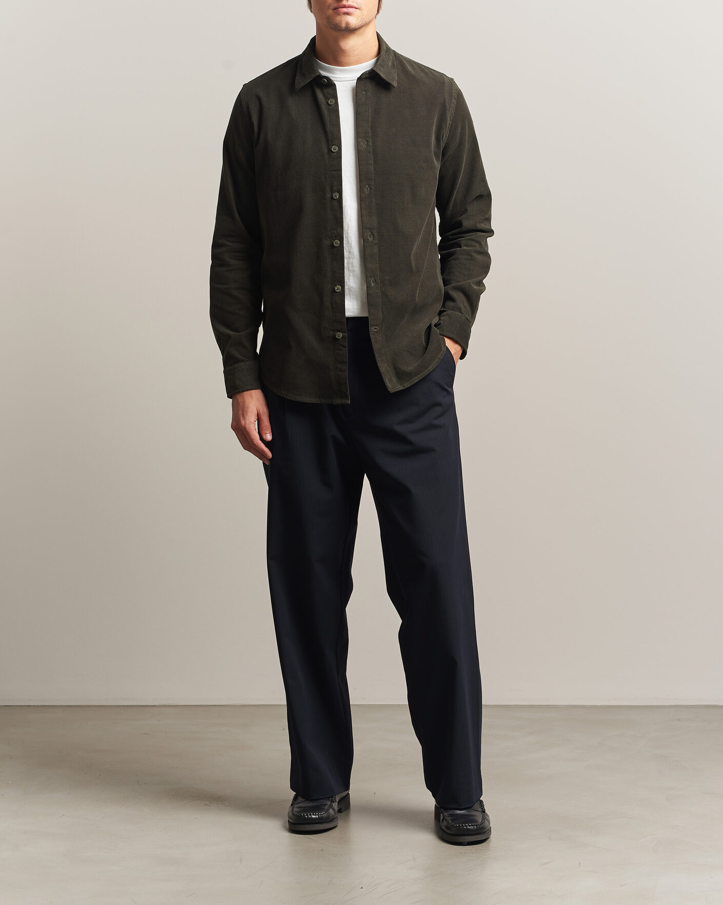 Hombres | Camisas | NN07 | Asher Baby Cord Shirt Capers Green