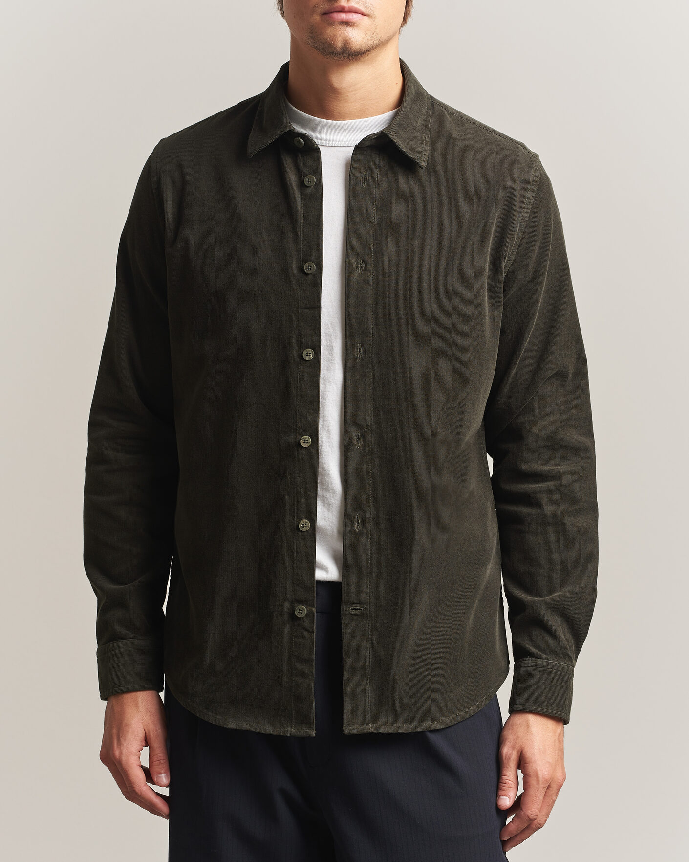 Hombres | Camisas | NN07 | Asher Baby Cord Shirt Capers Green