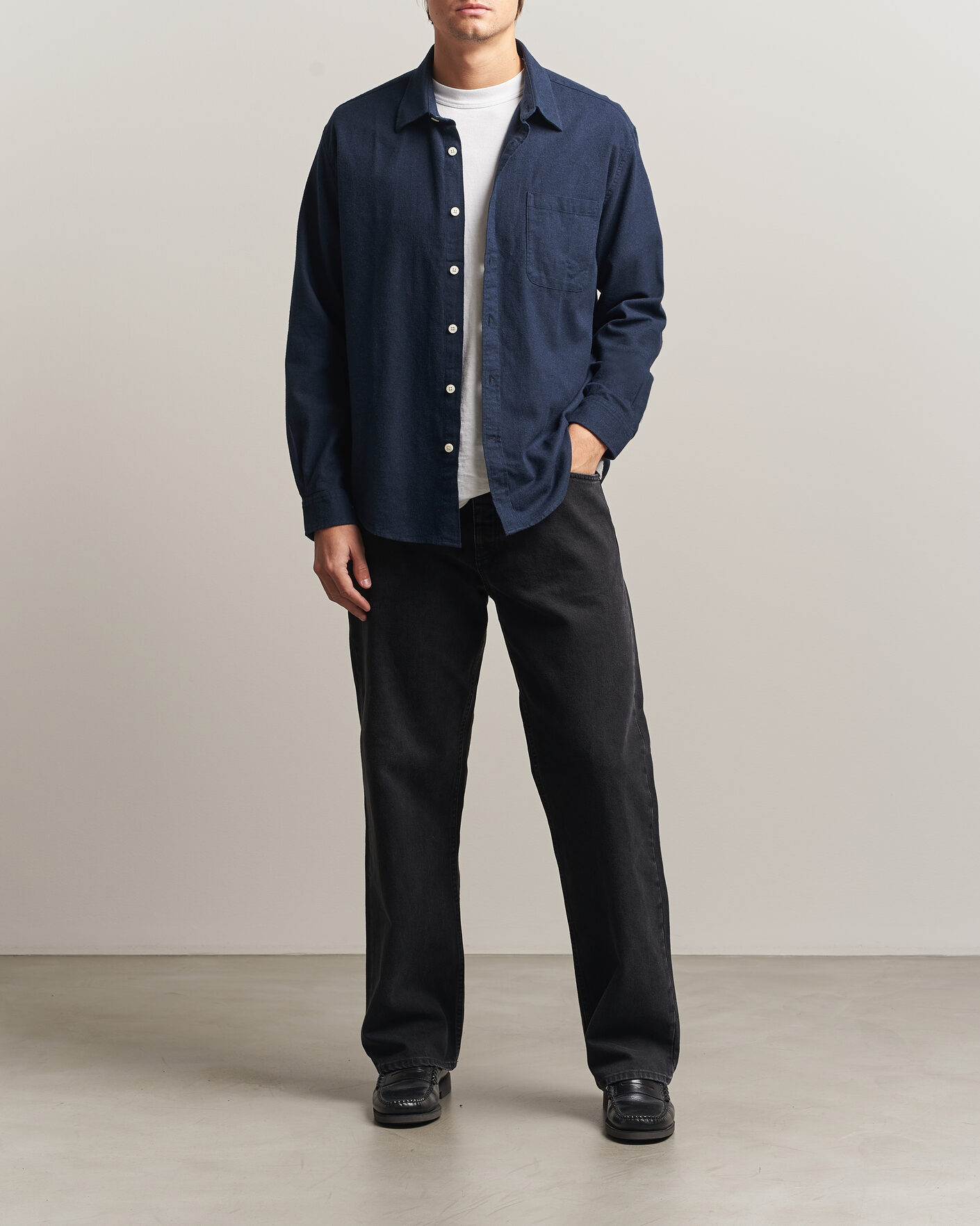 Hombres | Camisas | NN07 | Dino Brushed Flannel Shirt Navy Blue