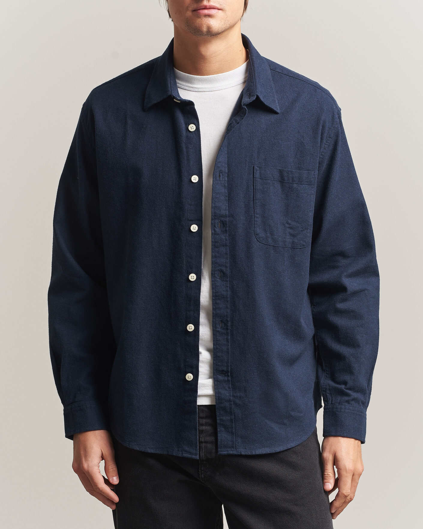 Hombres | Camisas | NN07 | Dino Brushed Flannel Shirt Navy Blue