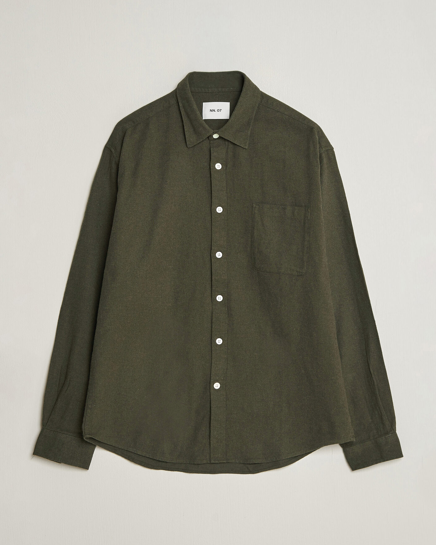 Hombres | Camisas | NN07 | Dino Brushed Flannel Shirt Dark Army