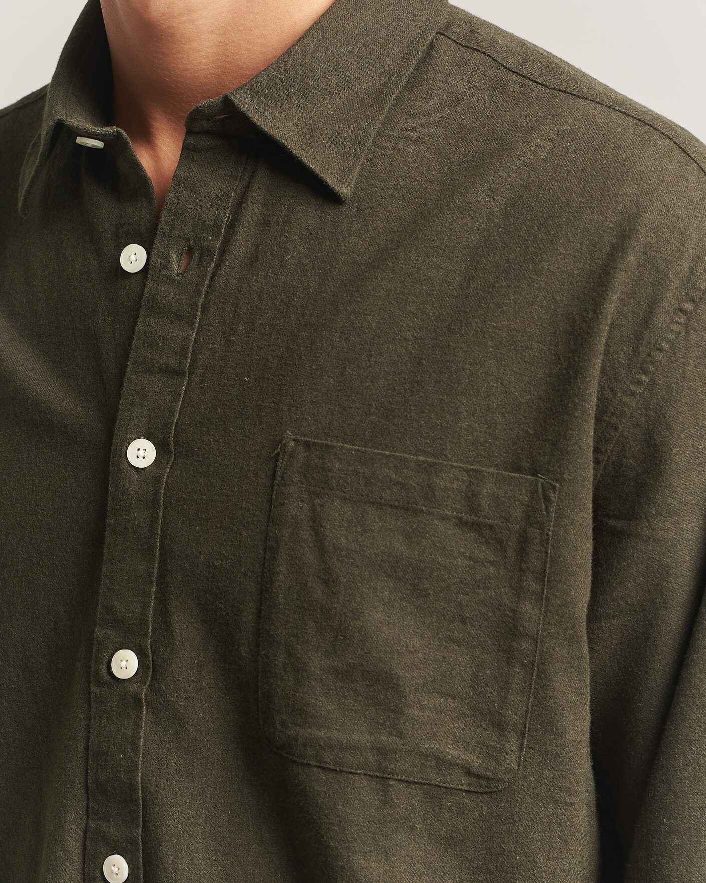 Hombres | Camisas | NN07 | Dino Brushed Flannel Shirt Dark Army