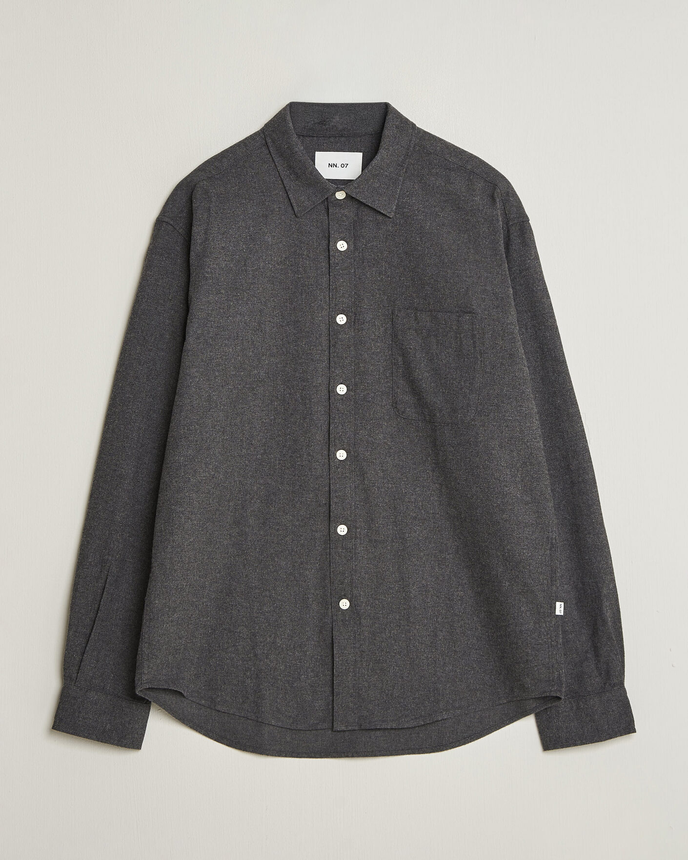 Hombres | Camisas | NN07 | Dino Brushed Flannel Shirt Dark Grey