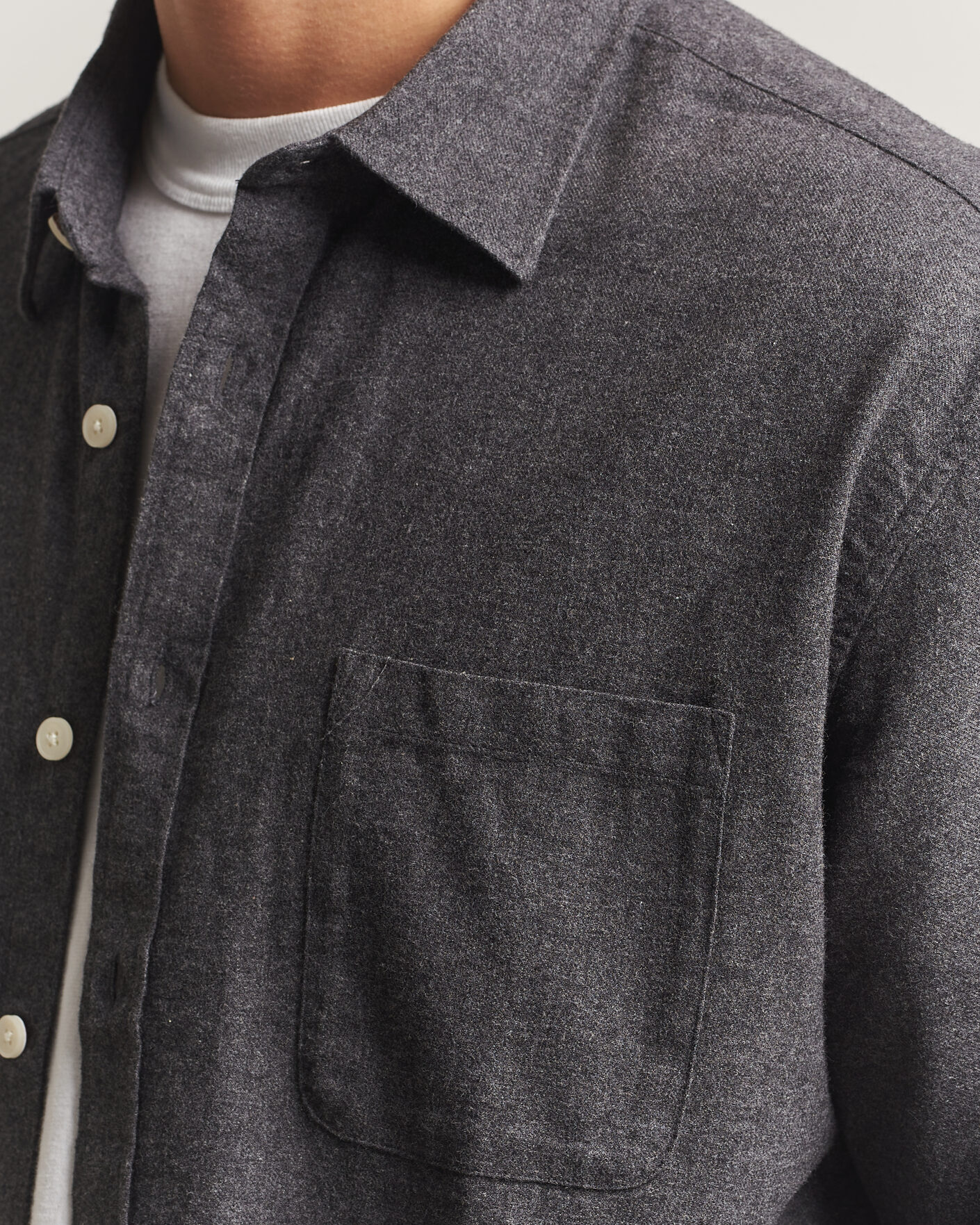Hombres | Camisas | NN07 | Dino Brushed Flannel Shirt Dark Grey