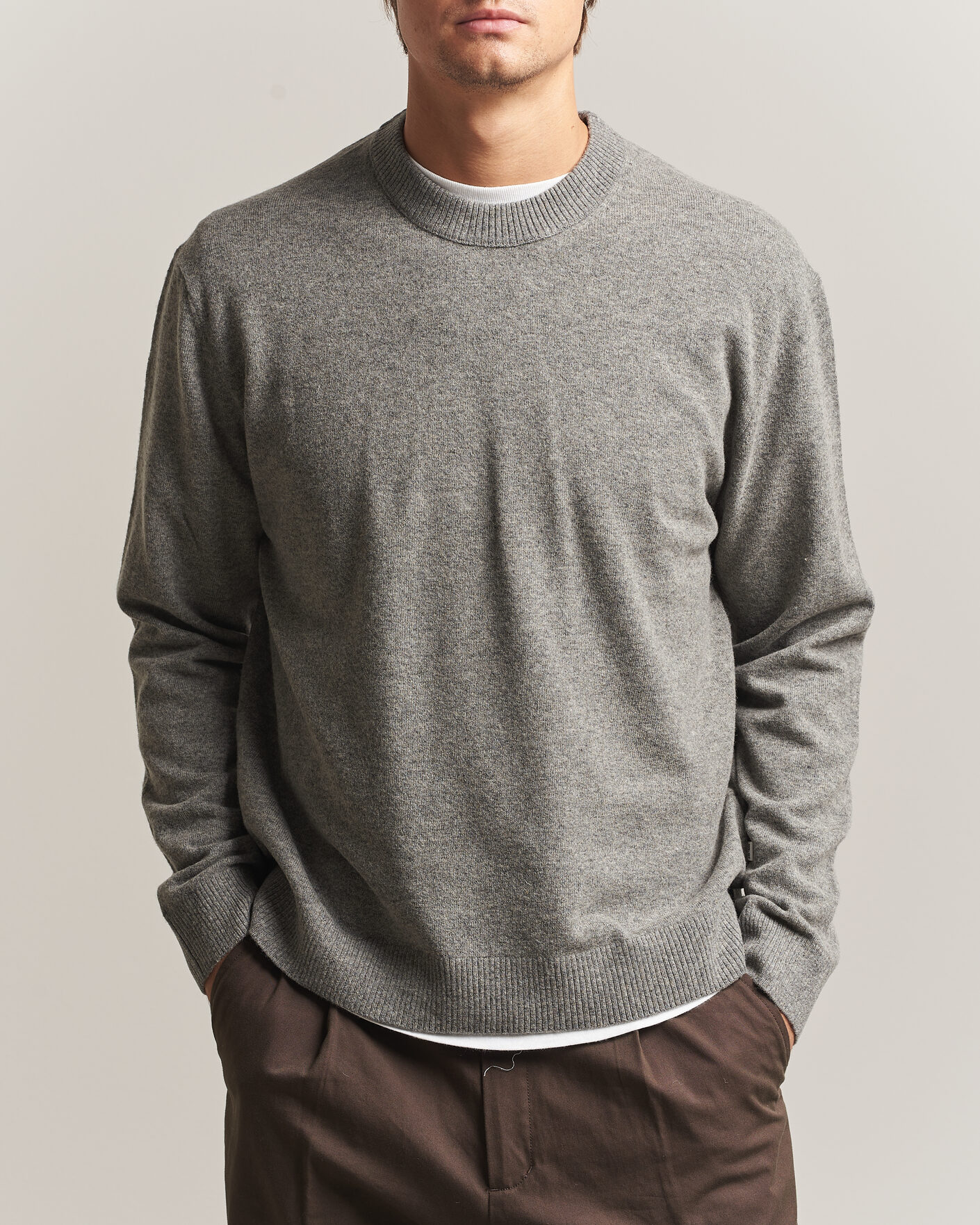 Hombres | Jerséis y prendas de punto | NN07 | Raz Lambswool Knitted Sweater Grey Melange