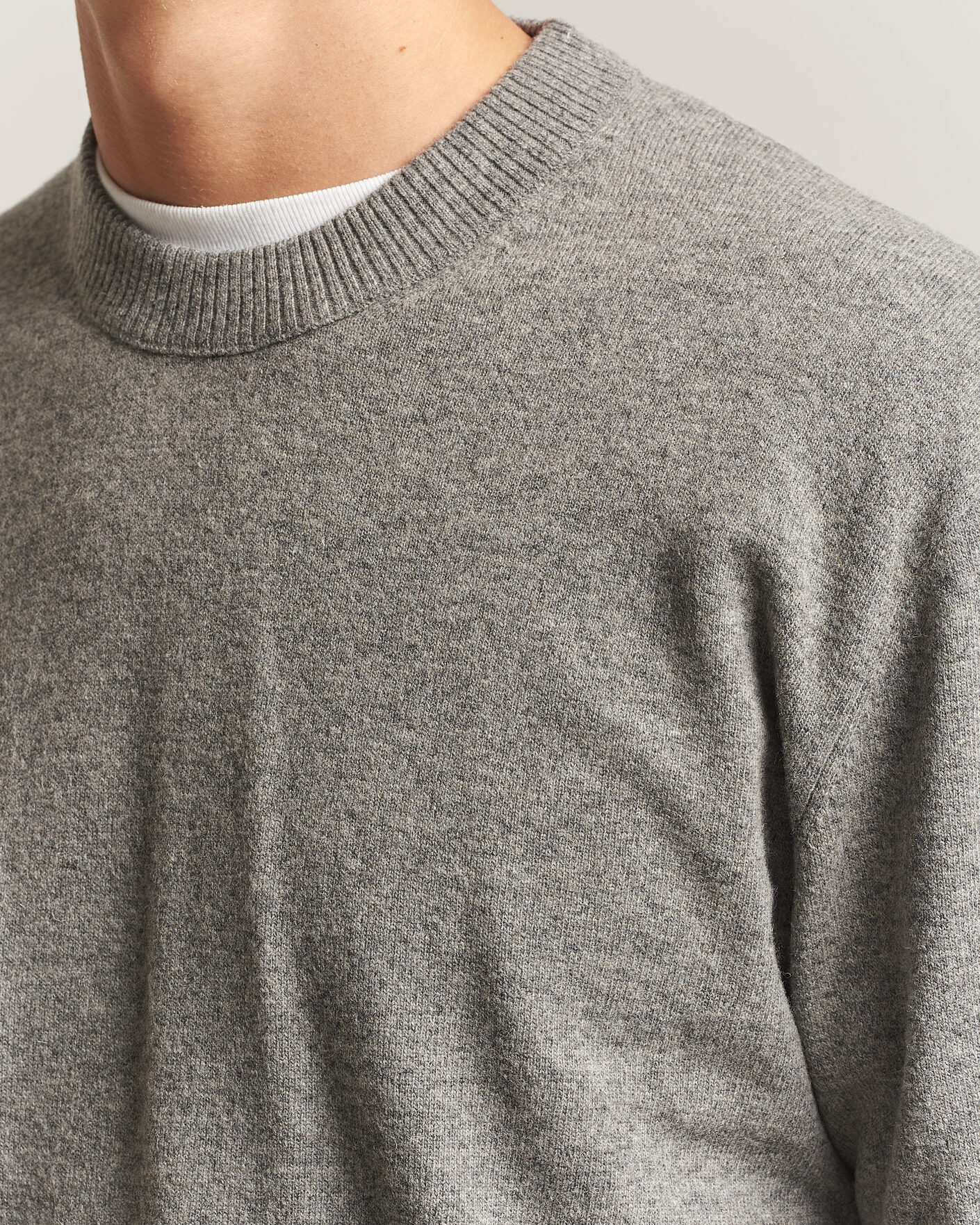 Hombres | Jerséis y prendas de punto | NN07 | Raz Lambswool Knitted Sweater Grey Melange