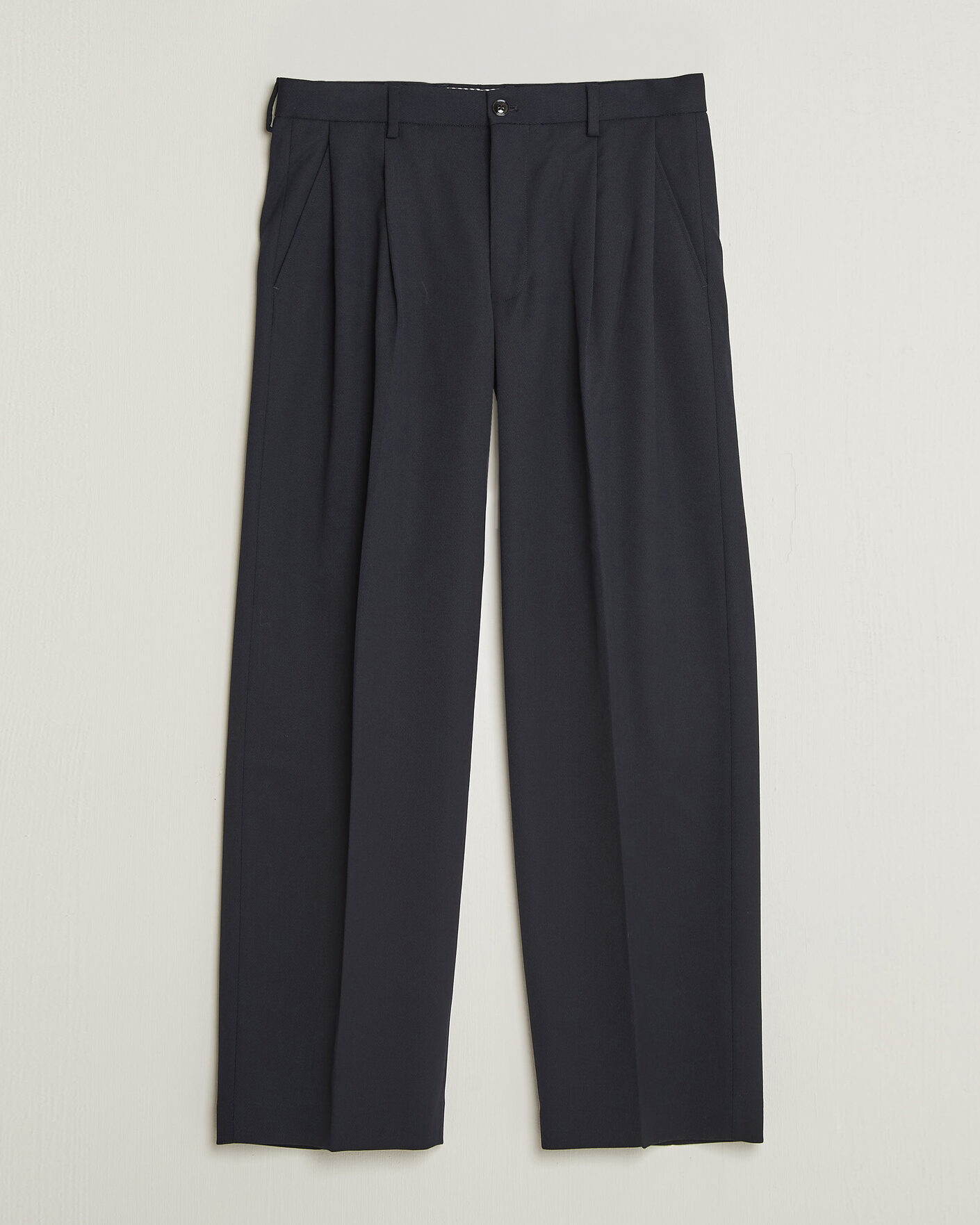 Hombres | Pantalones | NN07 | Justin Wool Pleated Suit Trousers Deep Navy