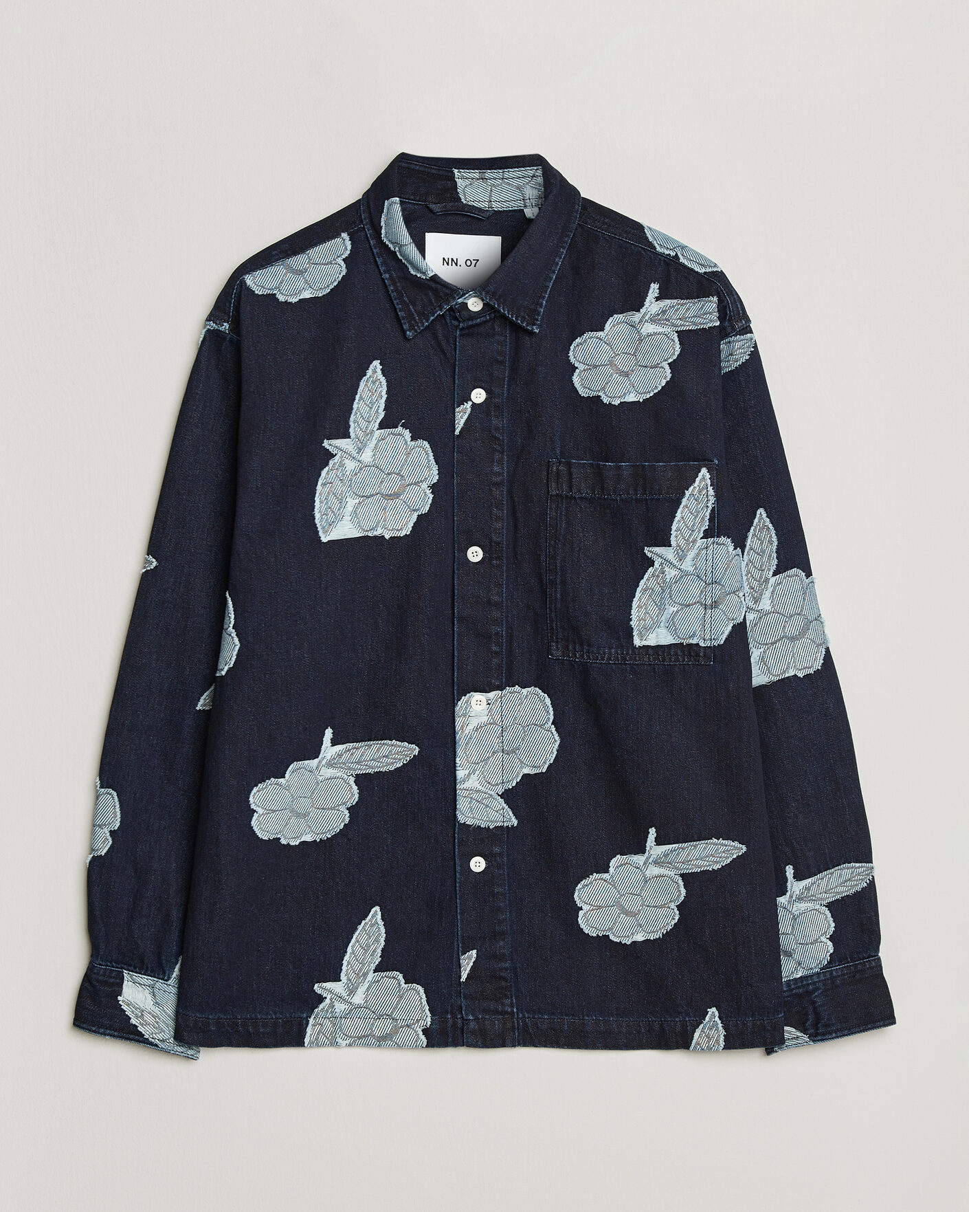 Hombres | Camisas | NN07 | Adwin Fil‑coupé Jacquard Denim Overshirt Dark Blue