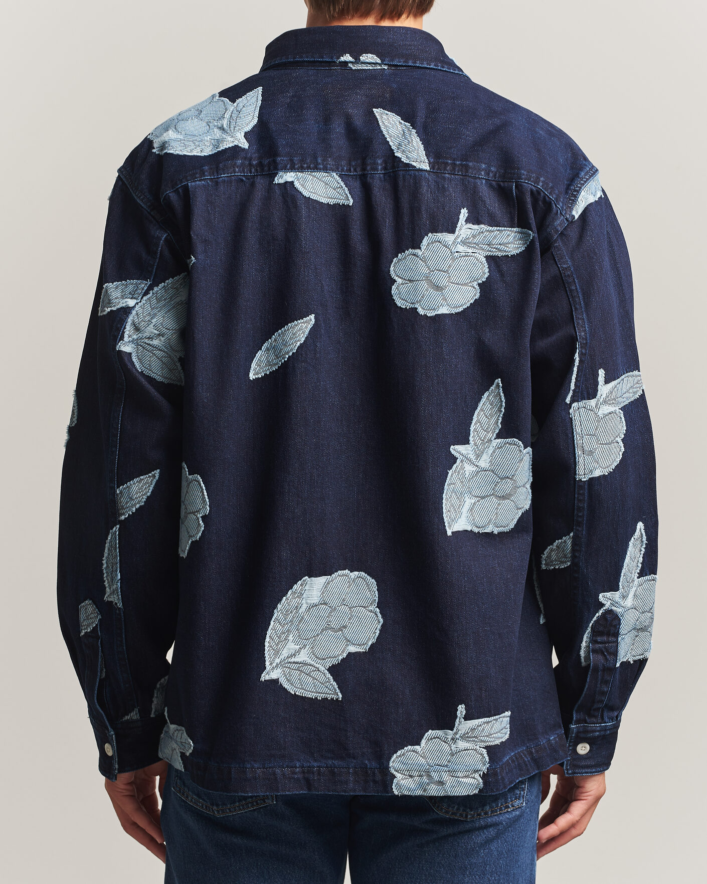 Hombres | Camisas | NN07 | Adwin Fil‑coupé Jacquard Denim Overshirt Dark Blue