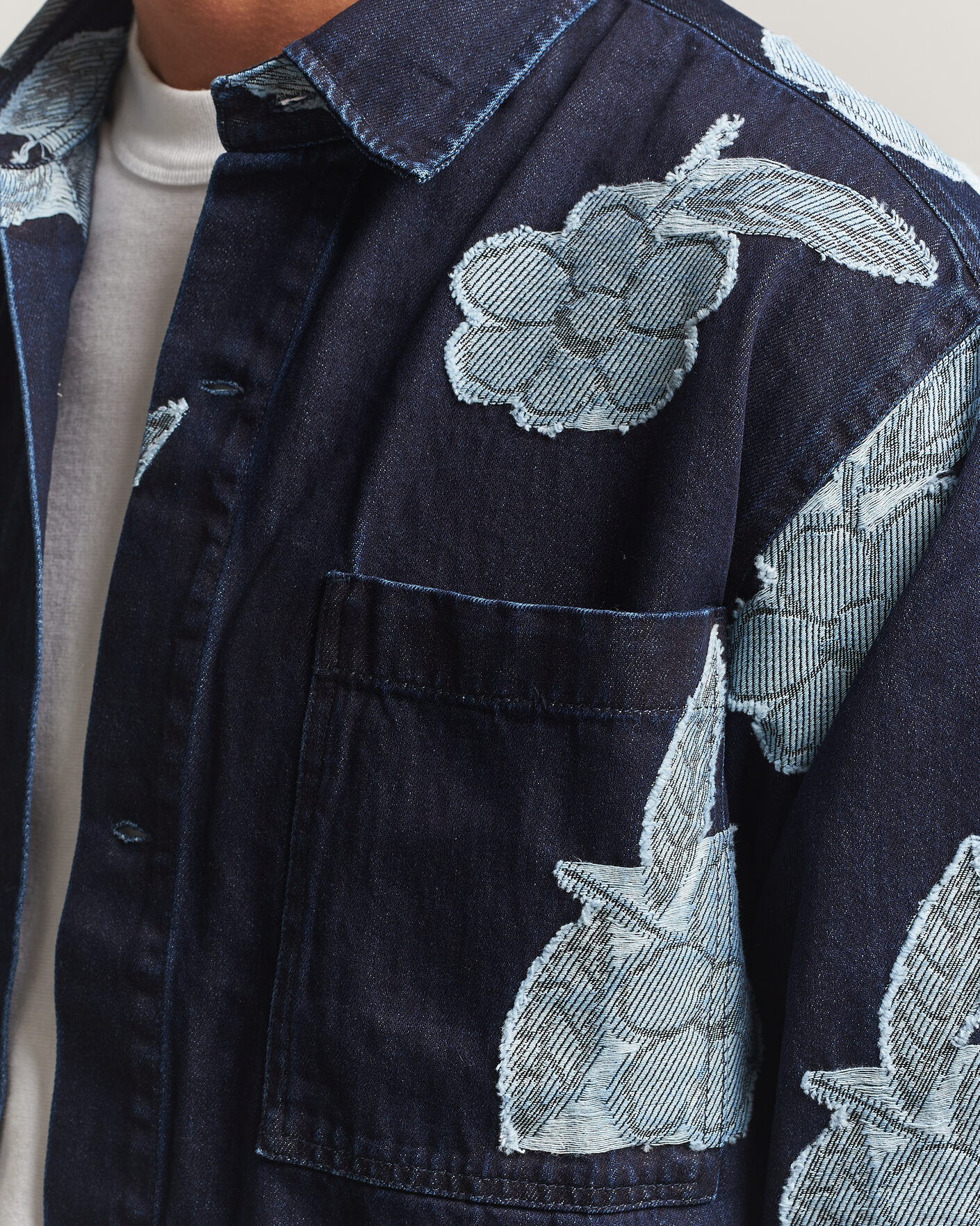 Hombres | Camisas | NN07 | Adwin Fil‑coupé Jacquard Denim Overshirt Dark Blue