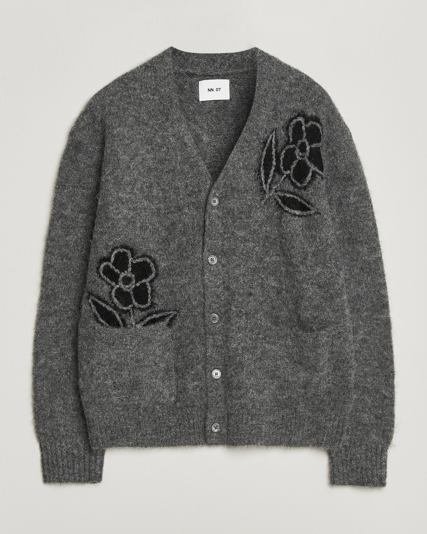 Hombres | Jerséis y prendas de punto | NN07 | Kyle Alpaca Knitted Cardigan Dark Grey Melange