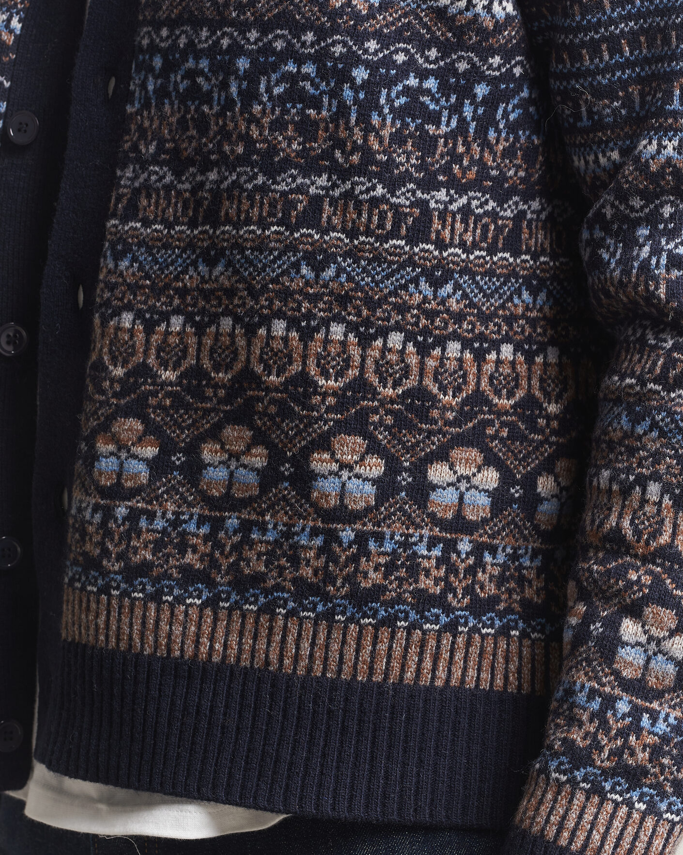 Hombres | Jerséis y prendas de punto | NN07 | Tobias Fairisle Wool Knitted Cardigan Navy Blue