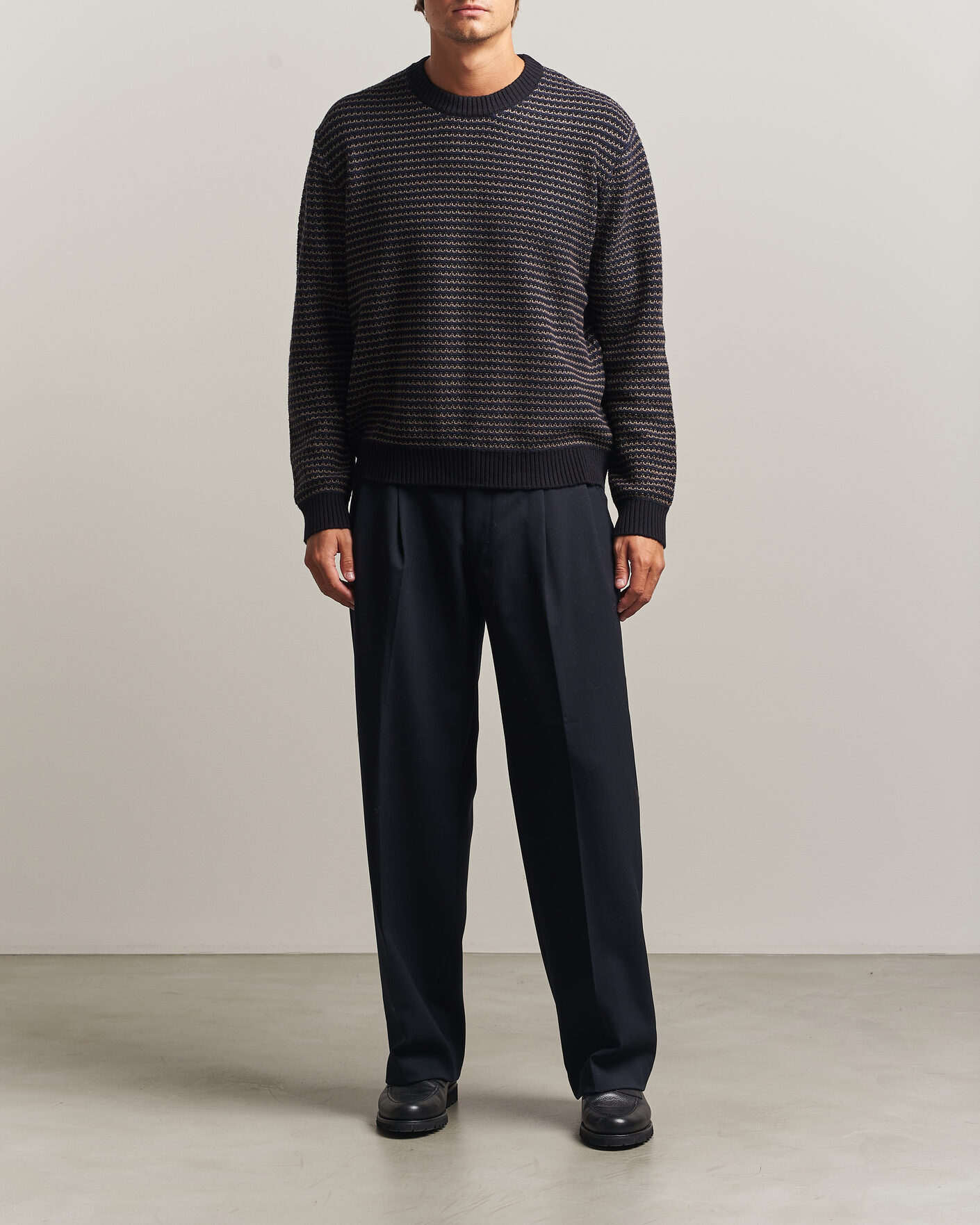 Hombres | Jerséis y prendas de punto | NN07 | Russell Cotton/Wool Structured Sweater Navy Blue