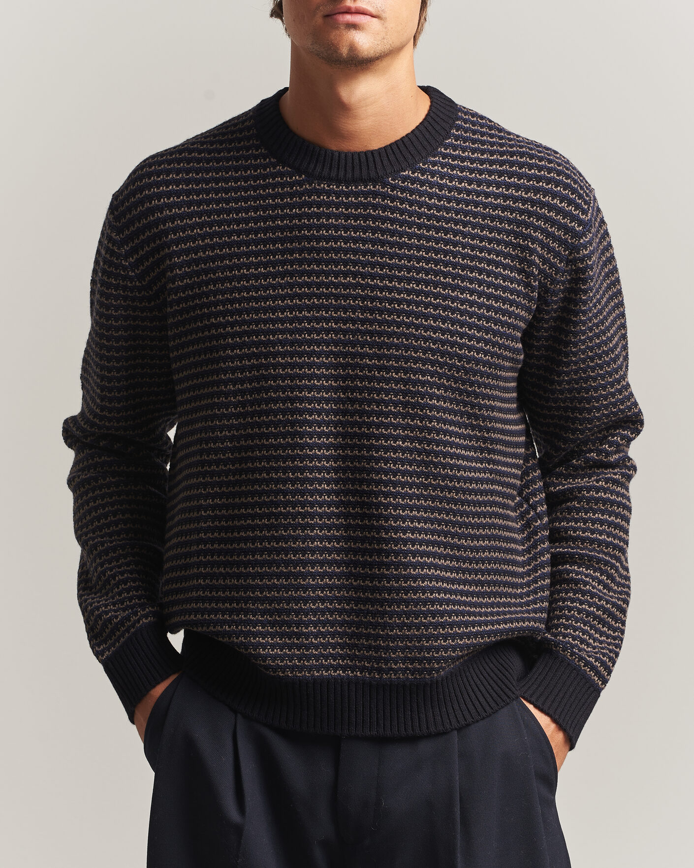Hombres | Jerséis y prendas de punto | NN07 | Russell Cotton/Wool Structured Sweater Navy Blue